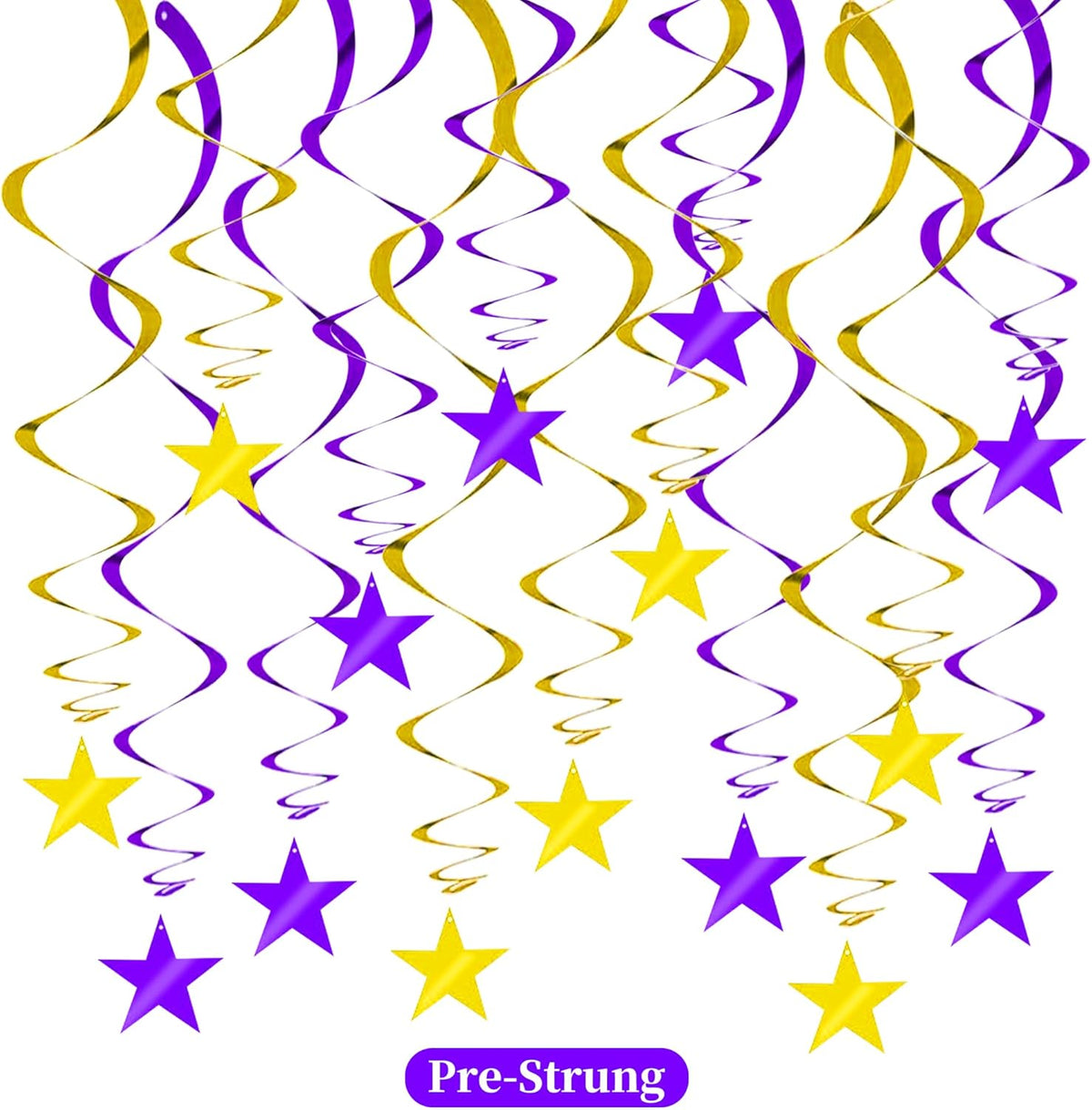 BEISHIDA Purple Gold Star Hanging Swirl Decorations, Birthday Hanging Party Supplies for Graduation