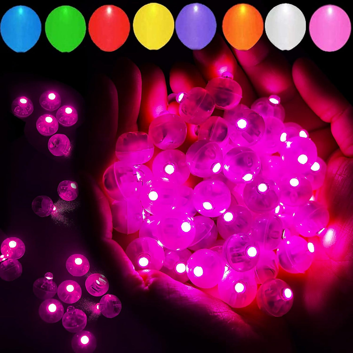 50pcs Pink LED Balloon Light, Mini Tiny Light Round Led Ball Lamp for Paper Lantern Balloon Indoor