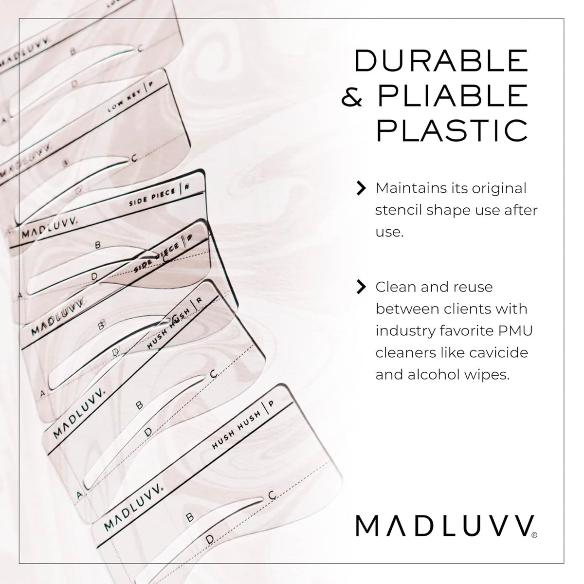MADLUVV Eyebrow Shaper Stencils – 6 Reusable Stencils for Microblading, Brow Mapping & Shaping
