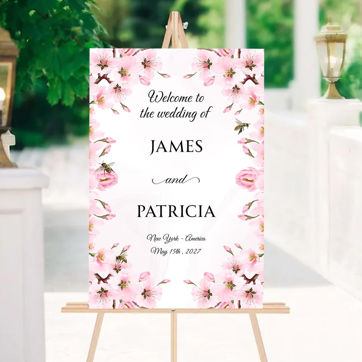 Personalized Blush Pink Wedding Welcome Sign, Floral Printable Wedding Board, Custom Welcome Signs