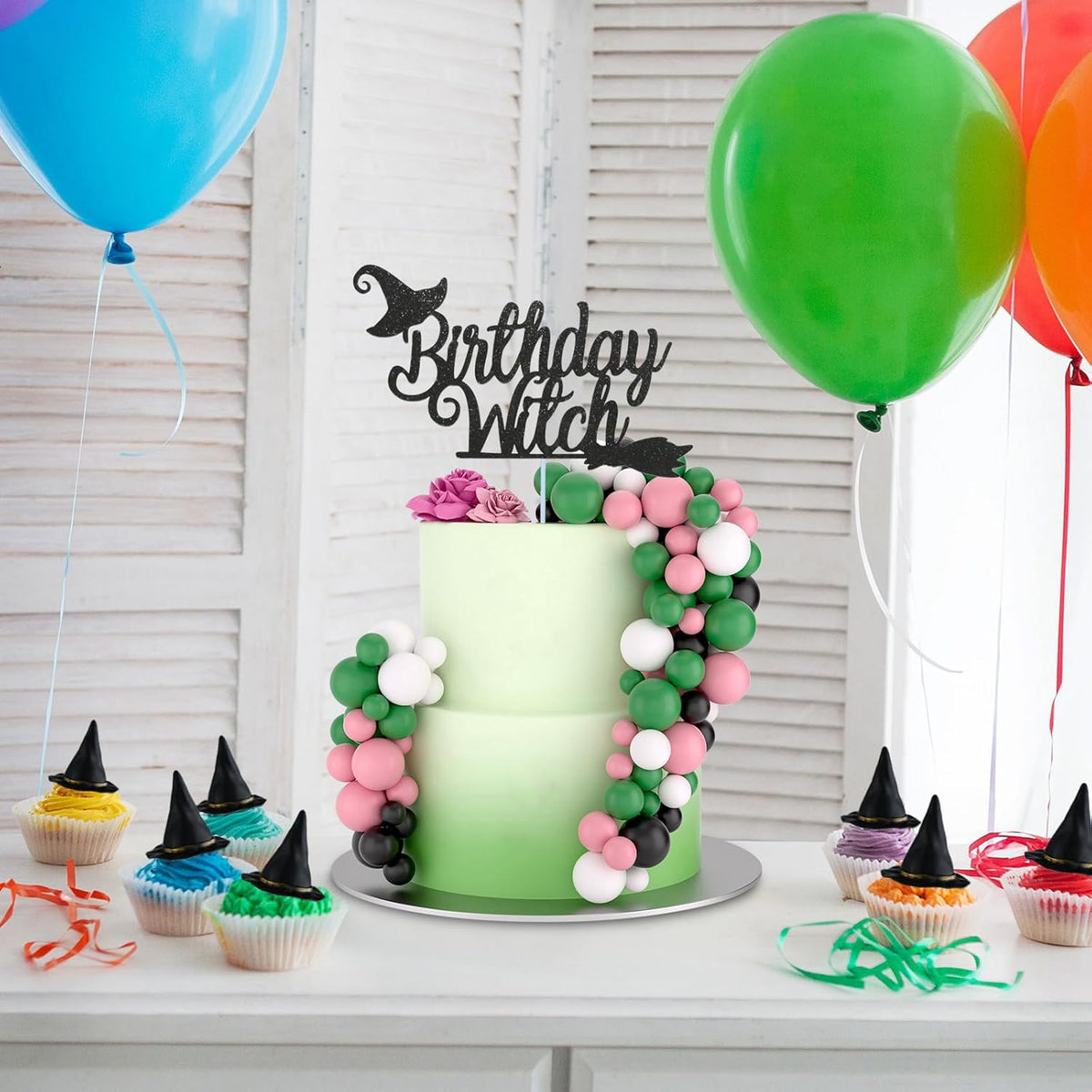 ASTARON 32 Pcs Ball Cake Topper Decorations Mini Balloons Birthday Cake Toppers Foam Balls Sticks