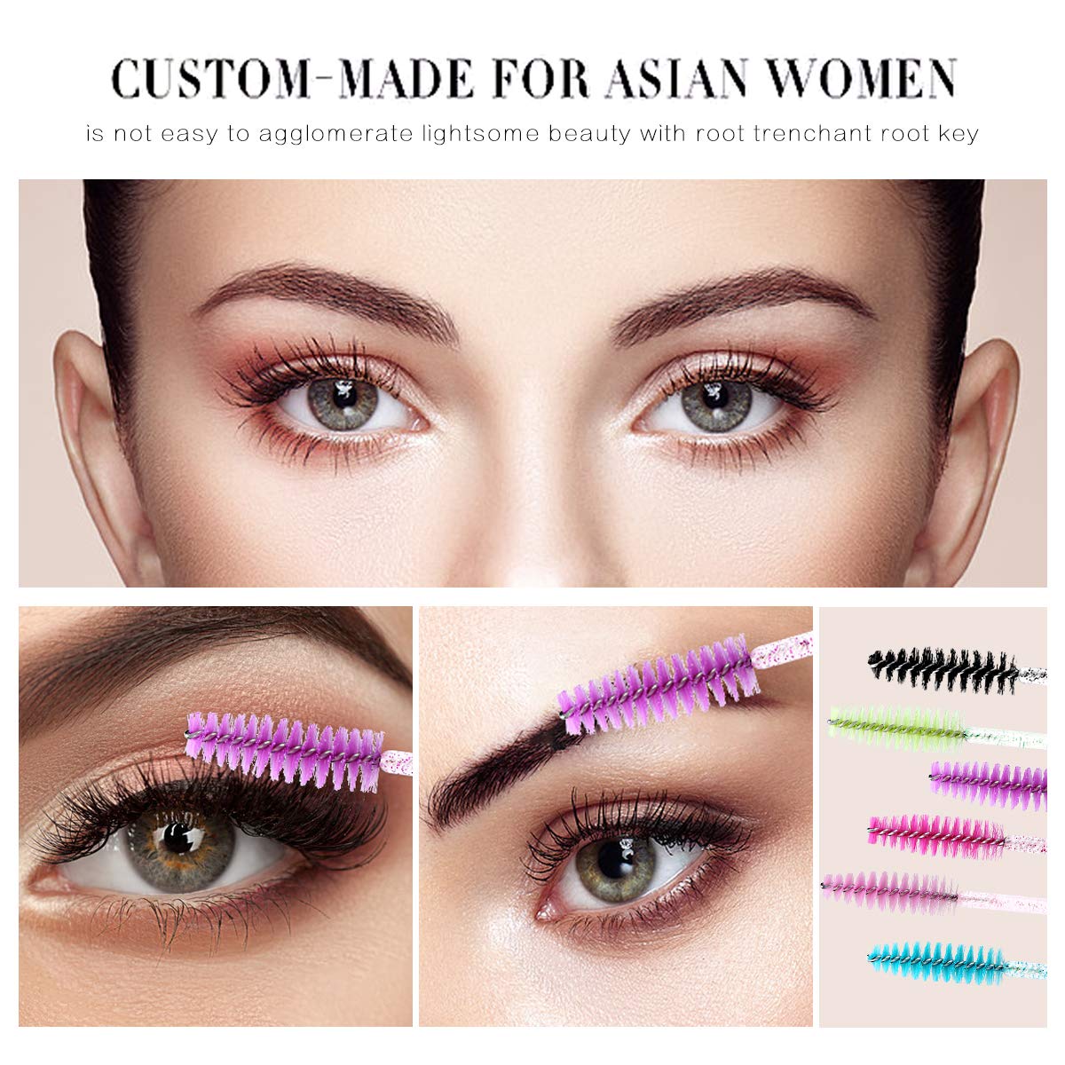Elisel 300 PCS Disposable Mascara Brushes Crystal Eyelash Brushes Mascara Wands Applicator Eyelash