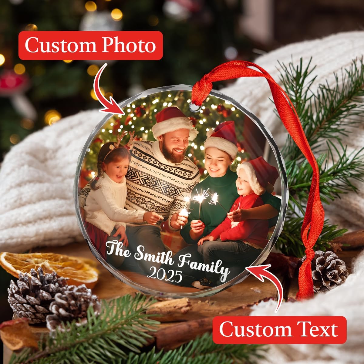 Personalized Christmas Ornaments with Names, Couple Glass Ornament, Custom Wedding Gifts for