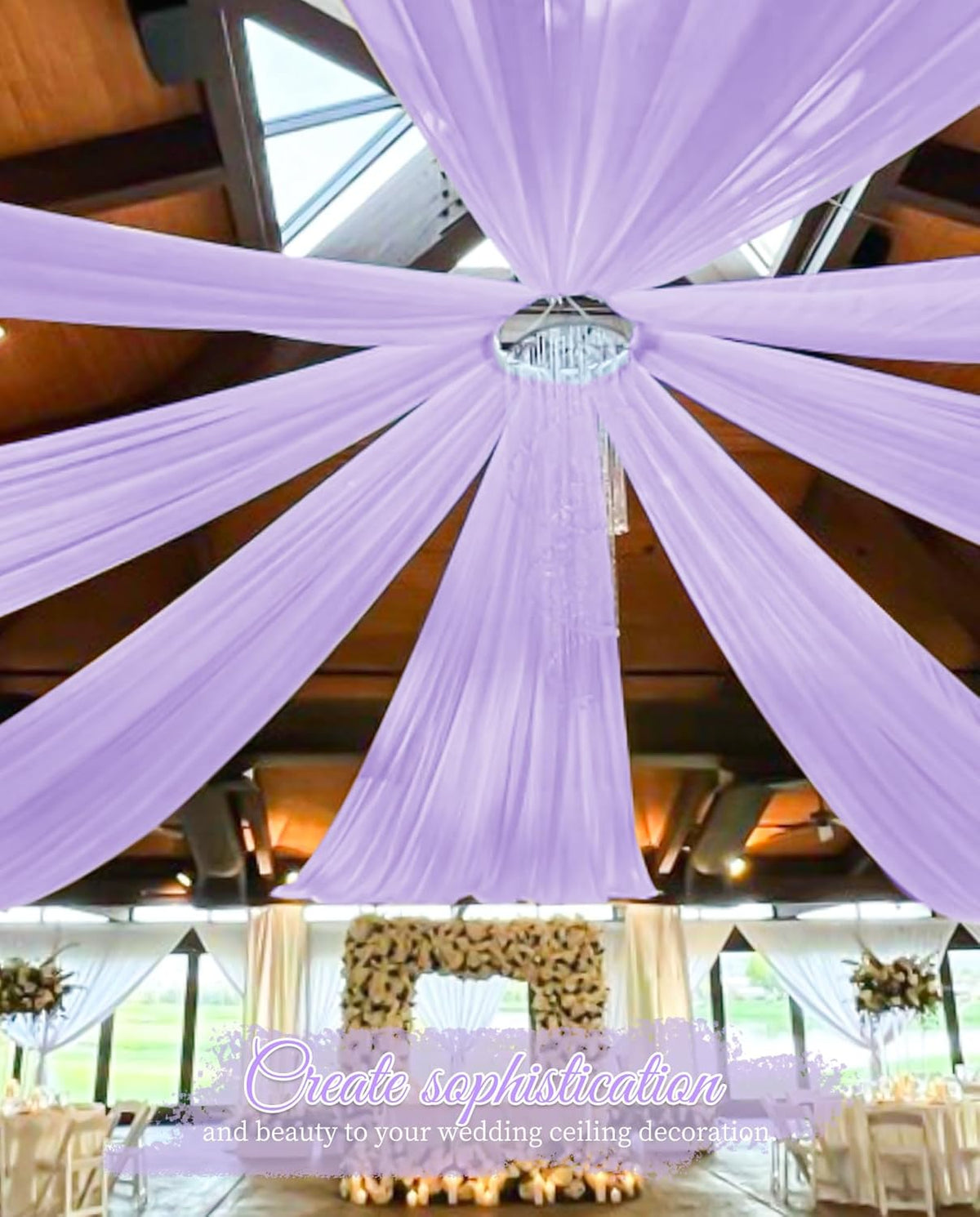 6 Panels Lilac Wedding Ceiling Drapes 5ftx20ft Ceiling Drapes Chiffon Fabric Arch Draping Sheer