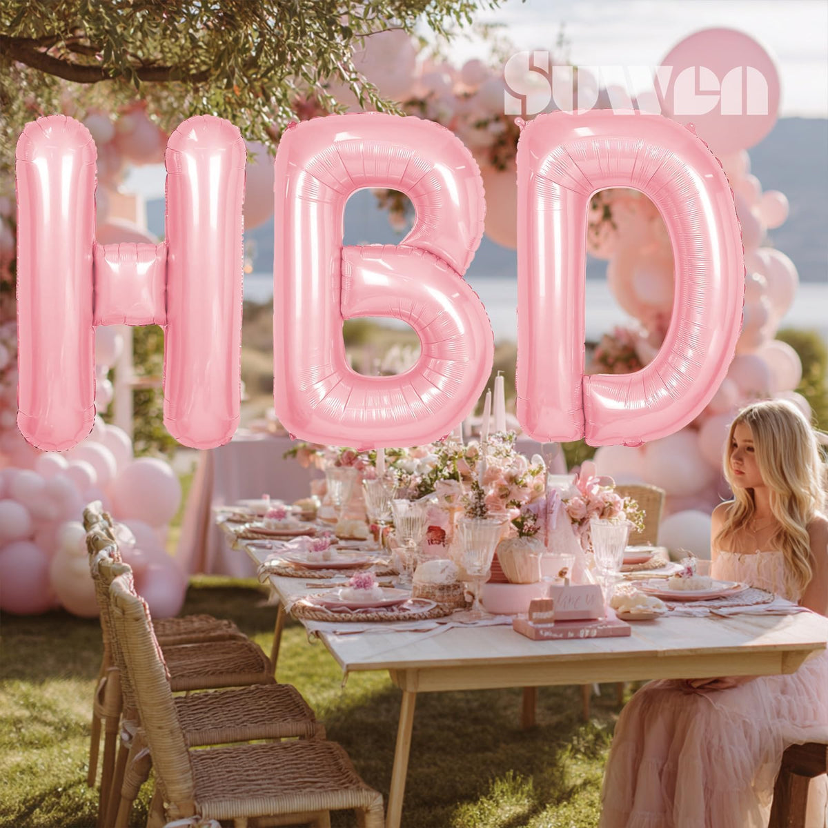 SUWEN 40 Inch Pink Large A Letter Balloons Big Foil Helium A-Z