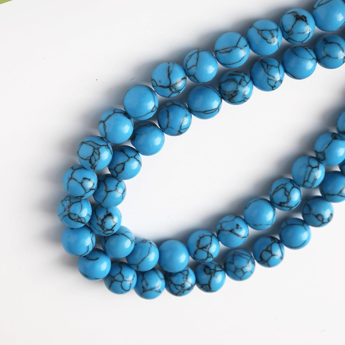 River Stone Blue Turquoise Stone Beads for Jewelry Making DIY Craft Gemstone Beads Kit (12mm