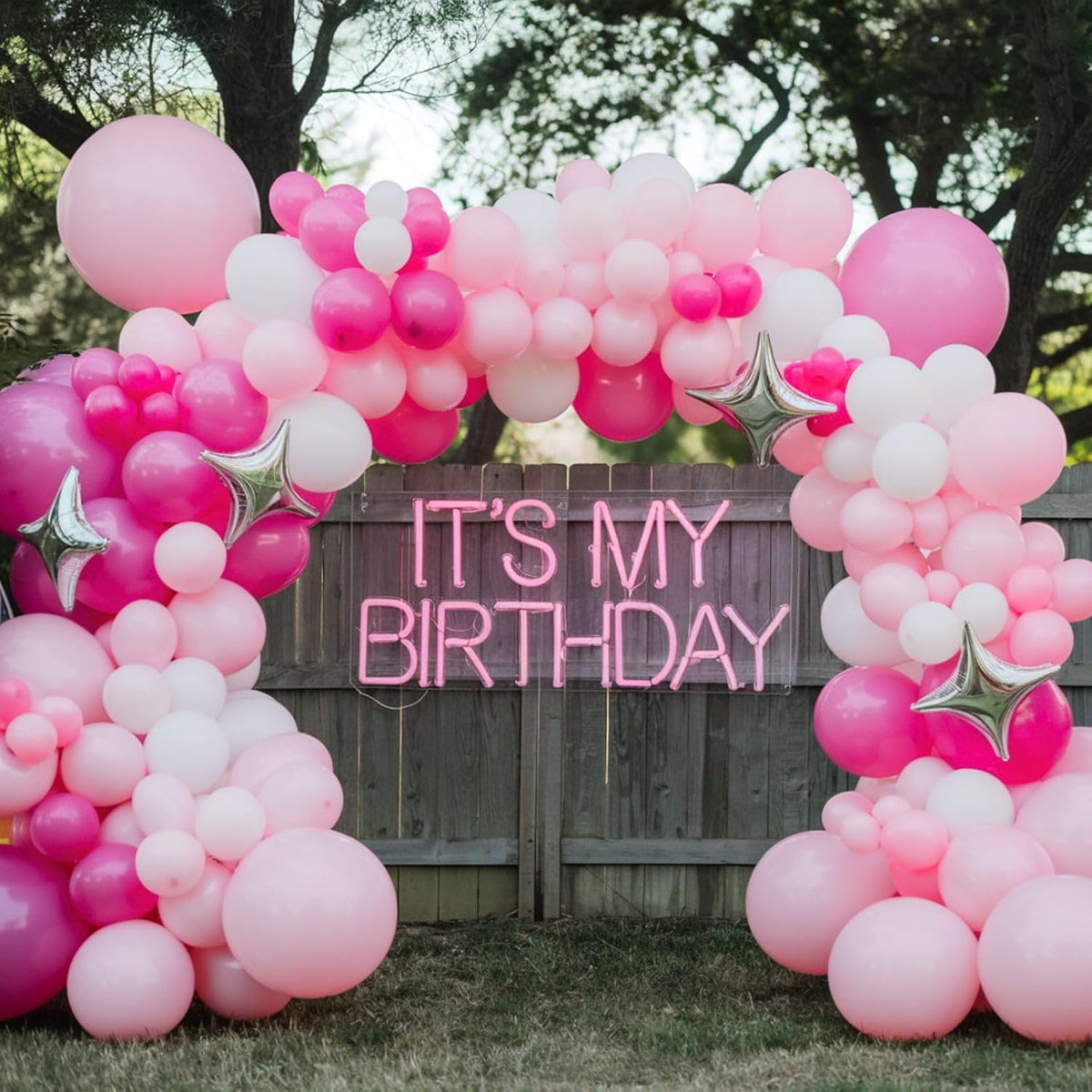 Pink Balloons, 12 Inch Hot Pink Balloons, Pastel Metallic Pink White Latex Balloon Helium for Girls