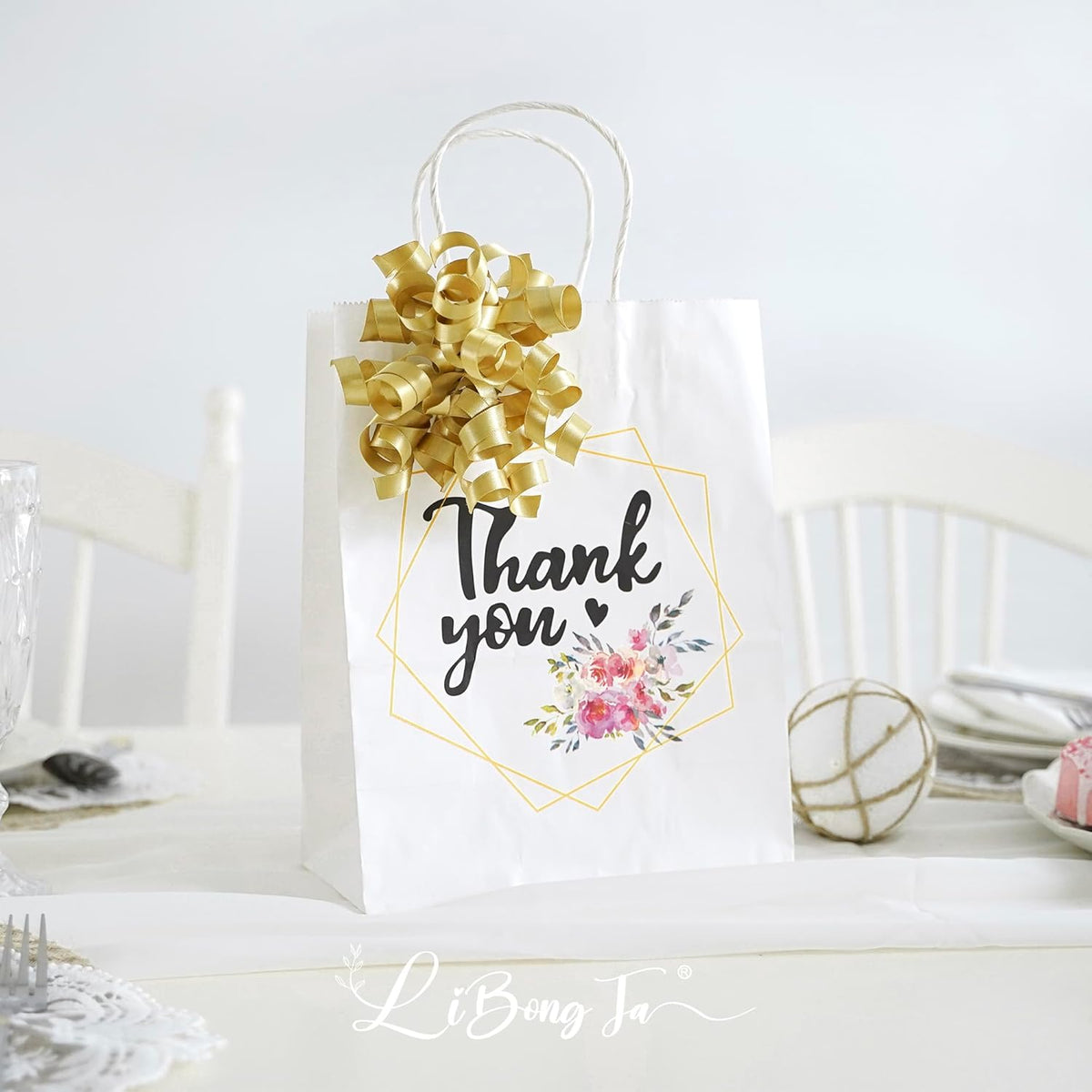 5 Inch Gold Bows Curly Ribbon Bows for Gift Wrapping, Satin Bows with Double-Sided Tape, Self