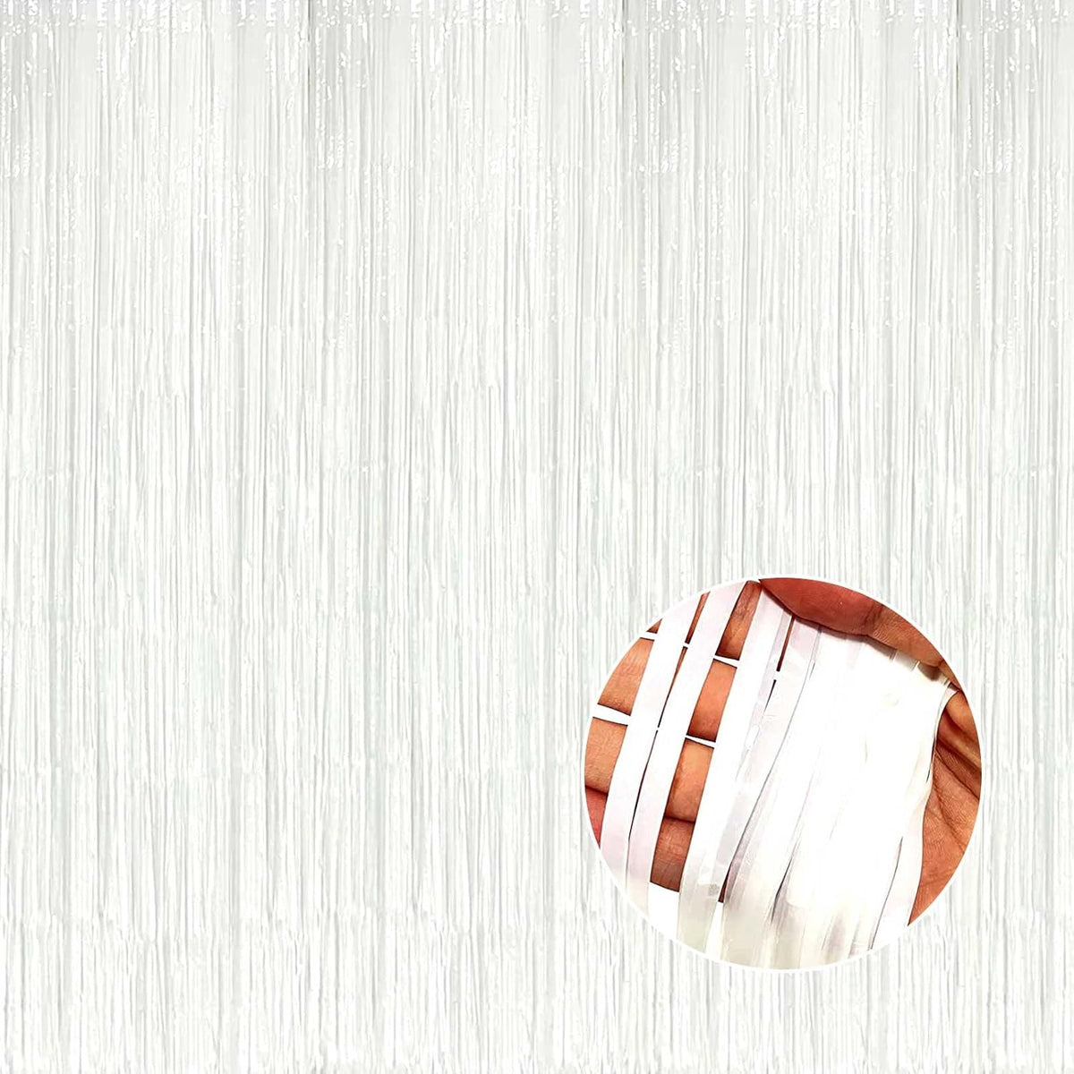 4 Pack Macaron White Foil Fringe Curtain Backdrop, 3.28Ft x 8.2Ft Foil Fringe Streamers Curtains