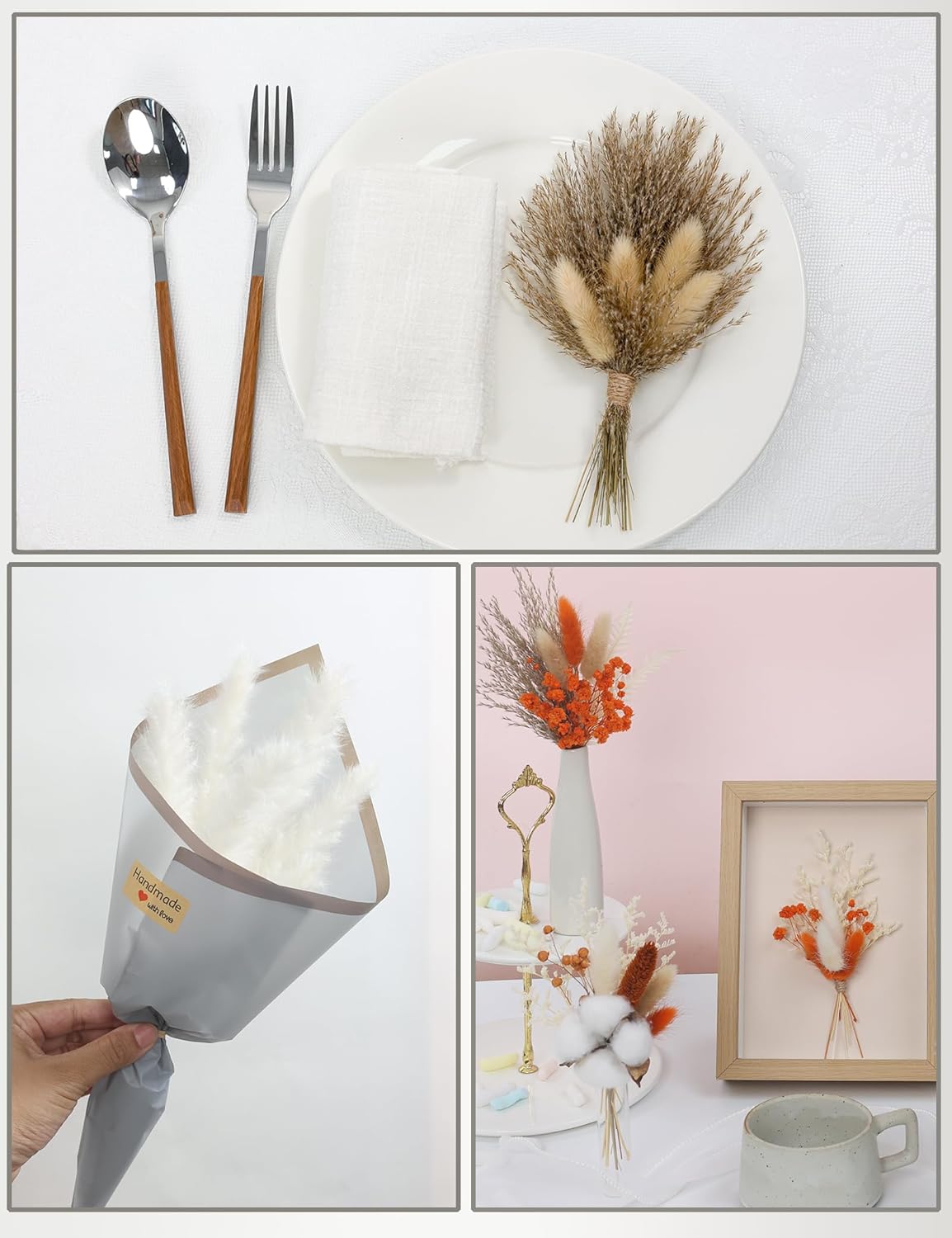 xin's convey DIY Autumn Natural Dried Flower Kit, Mini Stemming Bouquets for Room, Table, and Vase
