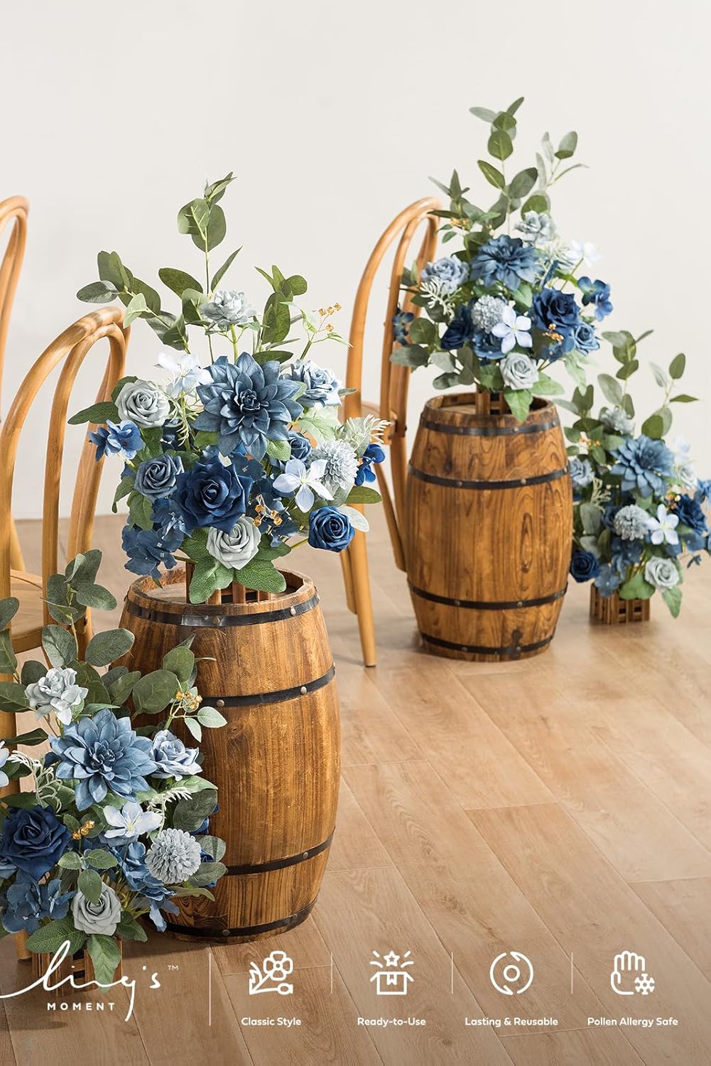 Ling's Moment 17.5" Tall Standing Artificial Flowers Arrangements 4pcs Fall Wedding Aisle Runner