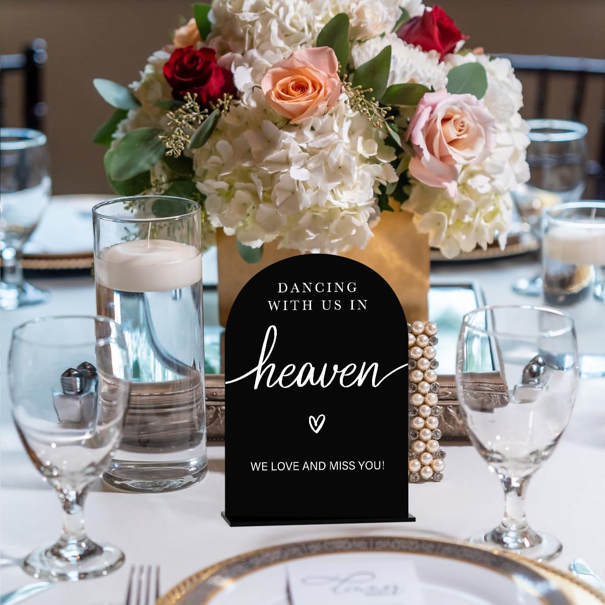 Acrylic Wedding Sign Dancing With Us In Heaven Sign for Wedding Wedding Signs for Ceremony Modern