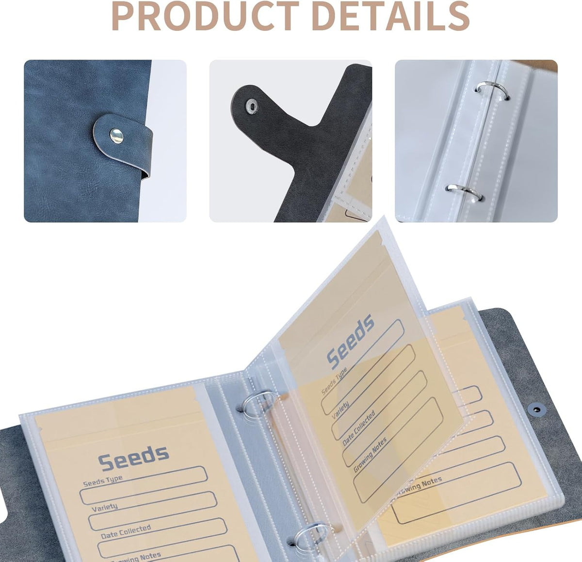 coutnier Seed Organizer Binder with 50 PCS Resealable Seed Envelopes - 50 Storage Pockets, 3.5x5