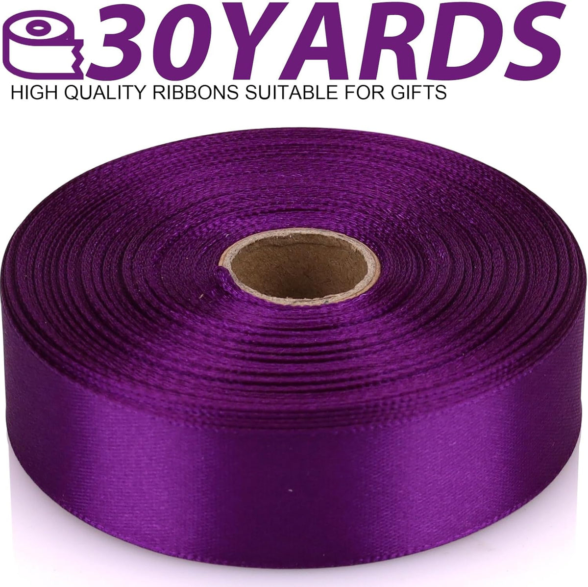 Purple Ribbon 7/8 Inch 30 Yards Satin Craft Ribbon-Single Face Polyester Ribbon for Handmade