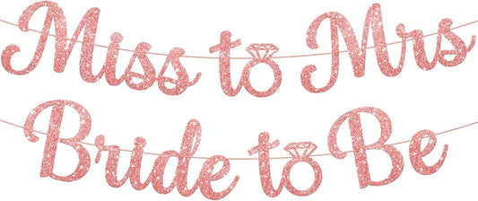 KatchOn, Rose Gold Miss to Mrs Bride to Be Banner - Glitter, 10 Feet, No DIY | Miss to Mrs Banner