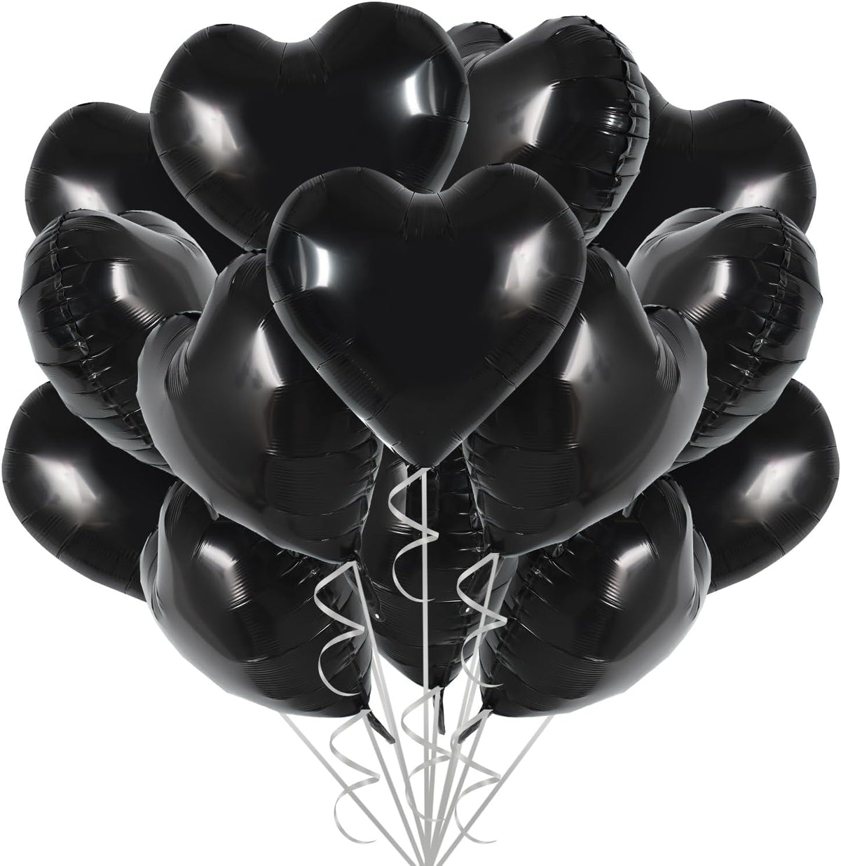 TONIFUL 30Pcs 18 Inch Black Heart Balloons Black Heart Shape Foil Mylar Balloons Decoration for