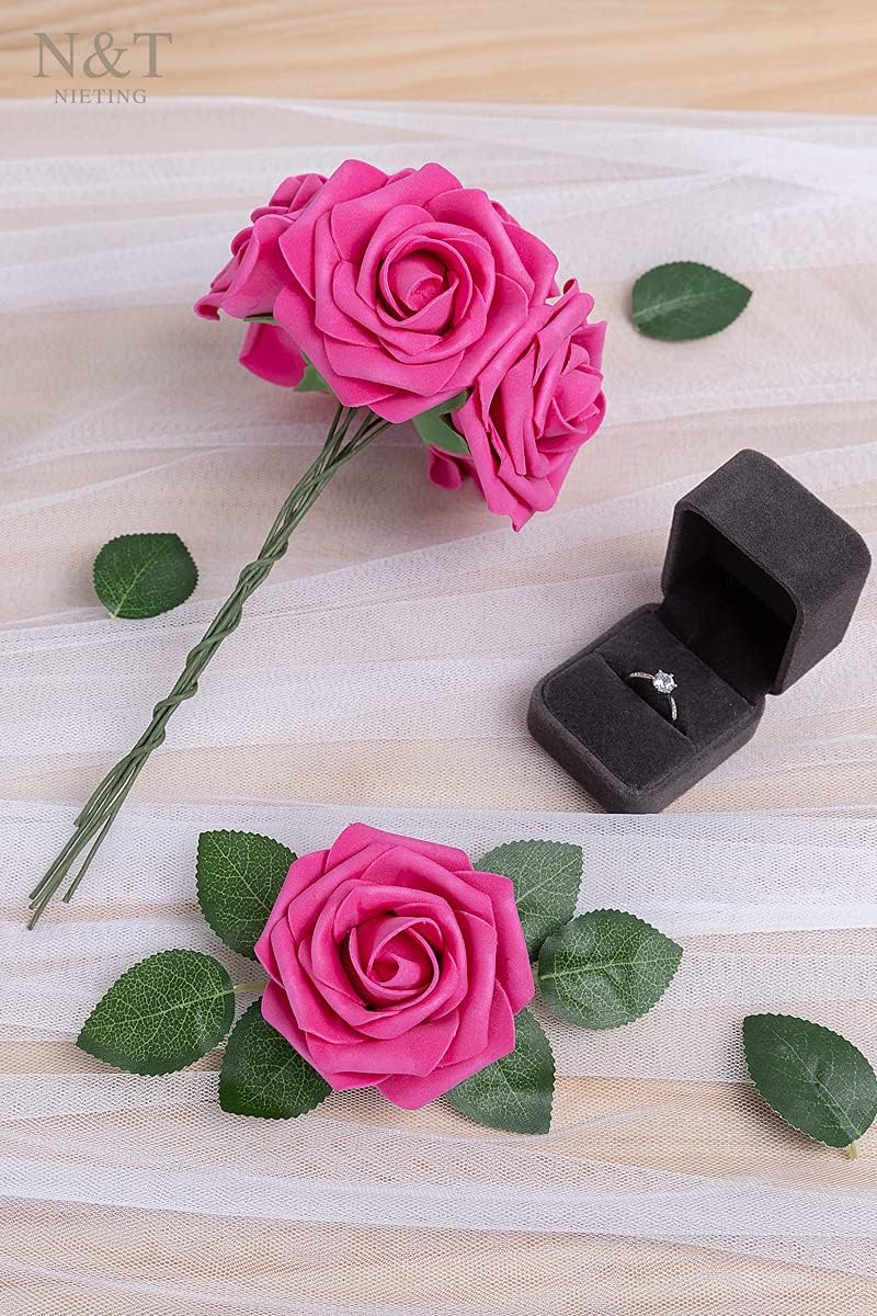 N&T NIETING Artificial Flowers, Foam Roses Perfect for DIY Wedding Bridal Bouquets Centerpieces