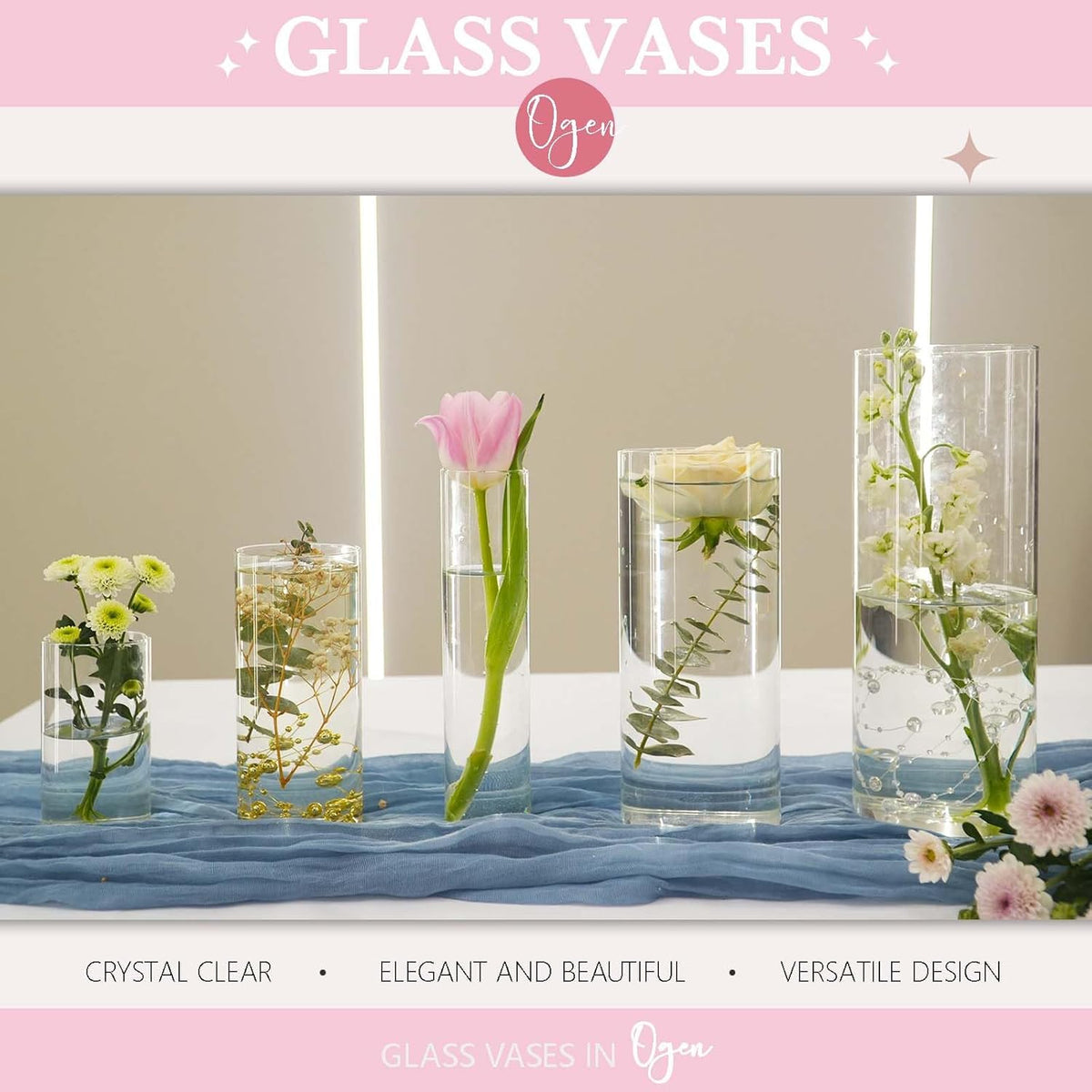 42pcs Glass Vase Cylinder Vases for Centerpieces Small Flower Glass Clear Vases Home Decor