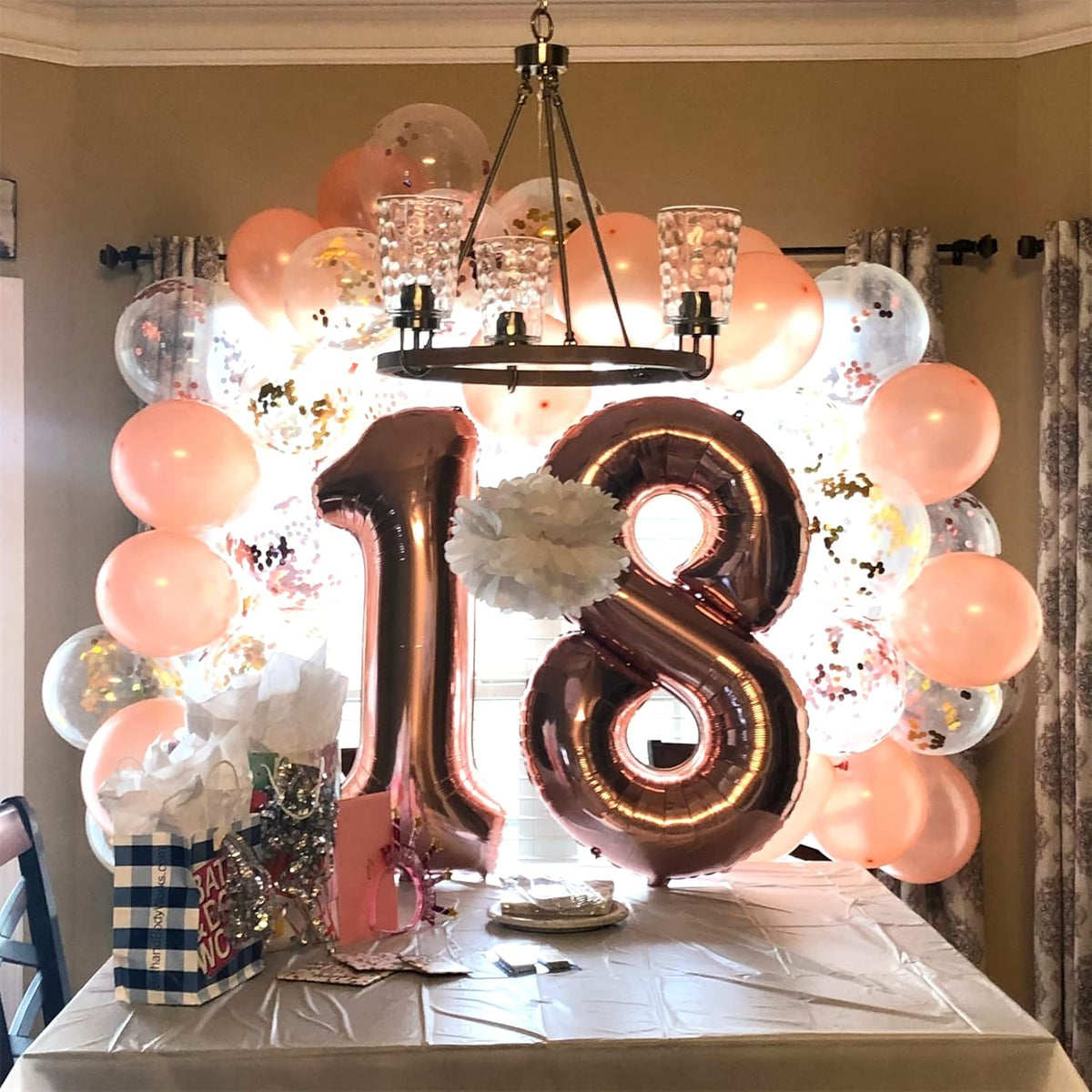Rose Gold 8 Balloons, 40 Inch Large Foil Number Balloons Set 0-9, Self Inflating Digital 8 Helium