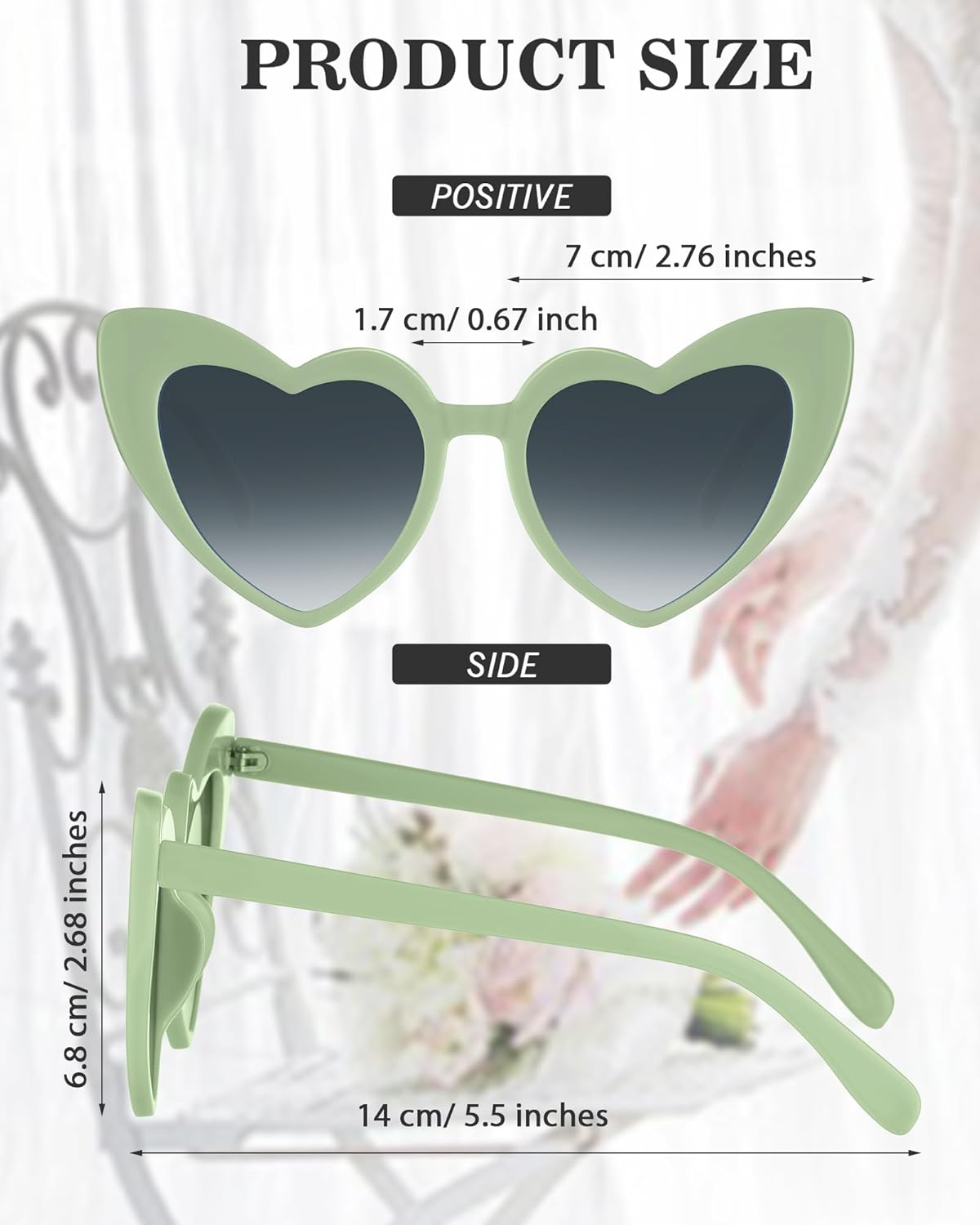 Flutesan 20 Pairs Retro Heart Sunglasses Vintage Cat Eye Heart Glasses Women Bachelorette Bride