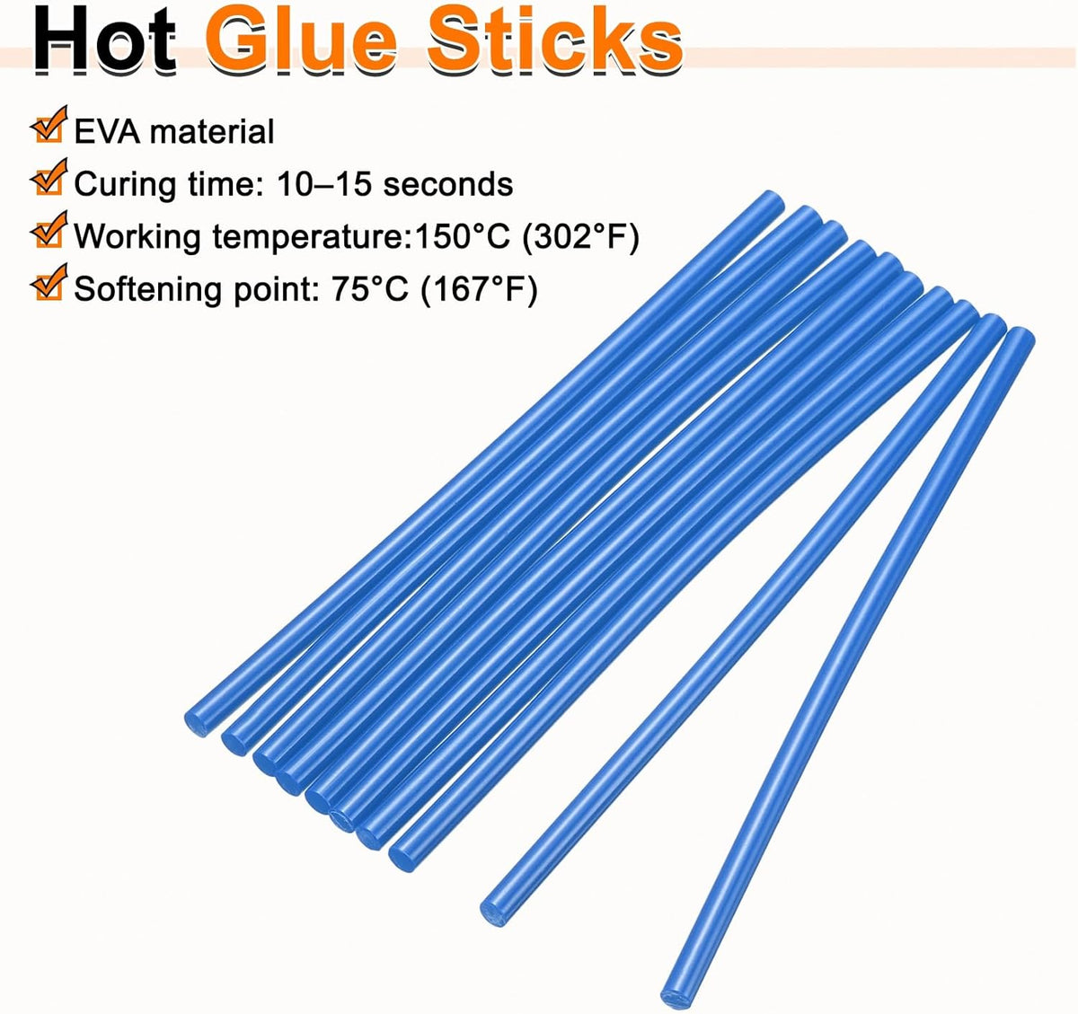 HARFINGTON 10pcs Hot Glue Sticks 0.28" Dia x 7.87" Long EVA Mini Hot Melt Adhesive Glue Stick for