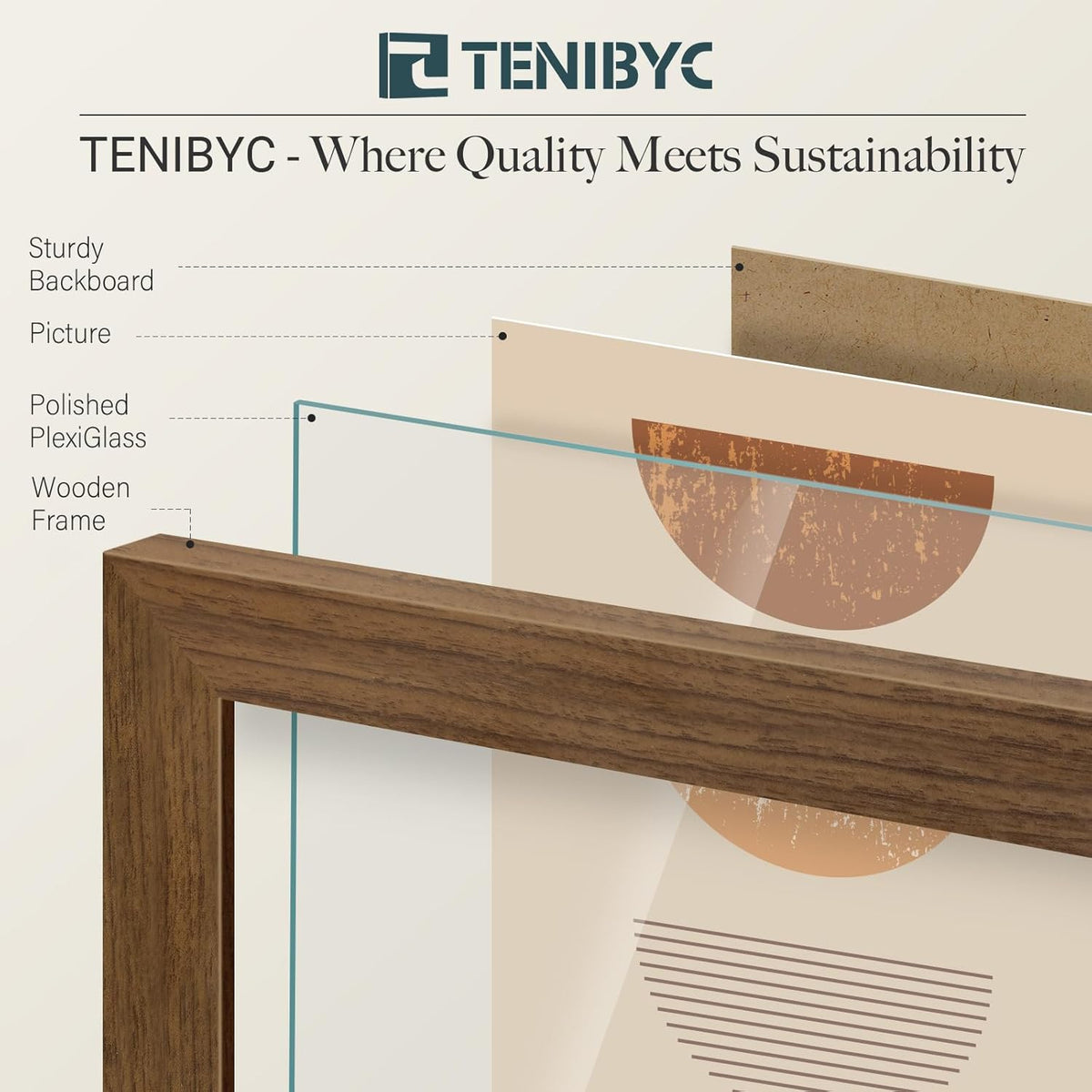 20x28 Picture Frame Set of 3 - Brown Woodgrain, Wood Poster Frame, Gallery Frame - Wall Hanging