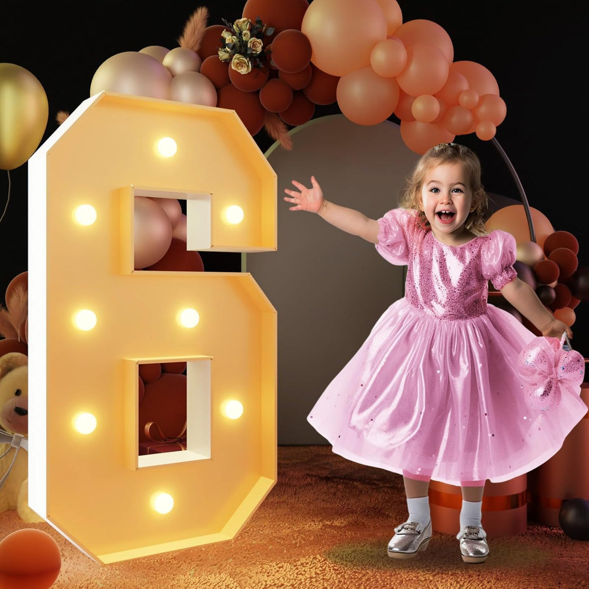 imprsv 3FT Light Up Numbers, Marquee Numbers 6 for Birthday and Anniversary Party Decorations