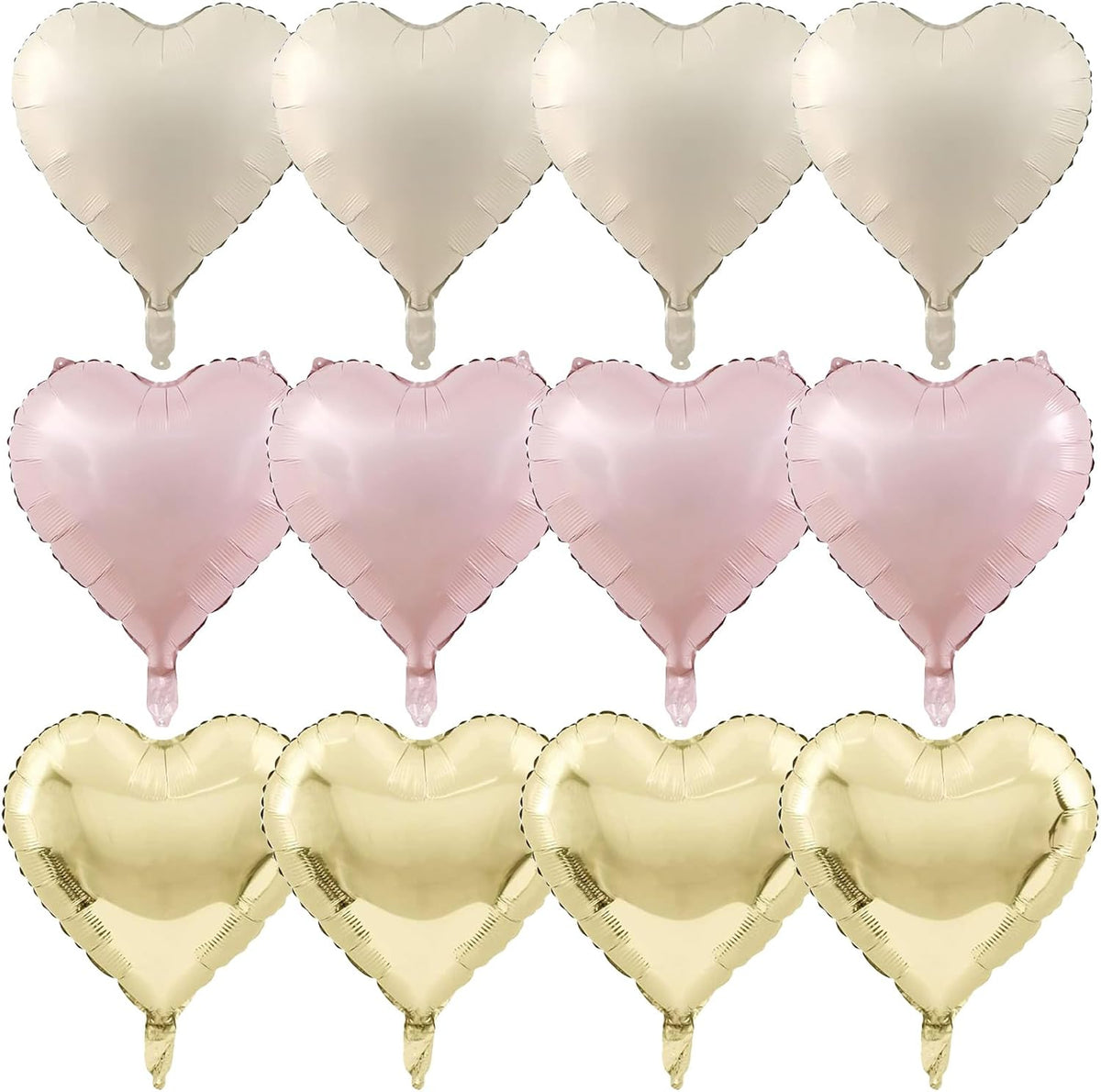 Dusty Pink Cream Heart Balloons, 12Pcs 18 Inch Retro Blush Pink Nude Apricot Beige Pastel Gold