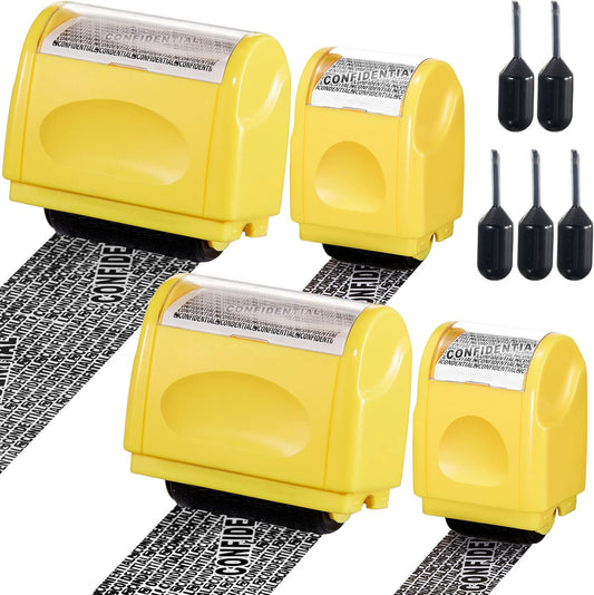 Mimorou 4 Pack Identity Theft Protection Roller Stamps Kit Confidential Privacy Roller Hidden Wide