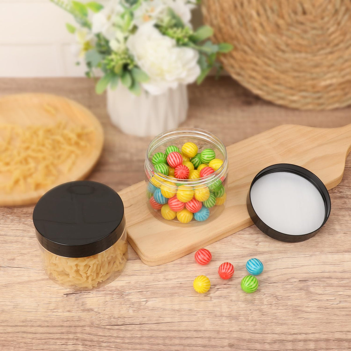 36 Packs 10 OZ Transparent Plastic Jars with black Lids, Body Butter Containers, Cosmetic