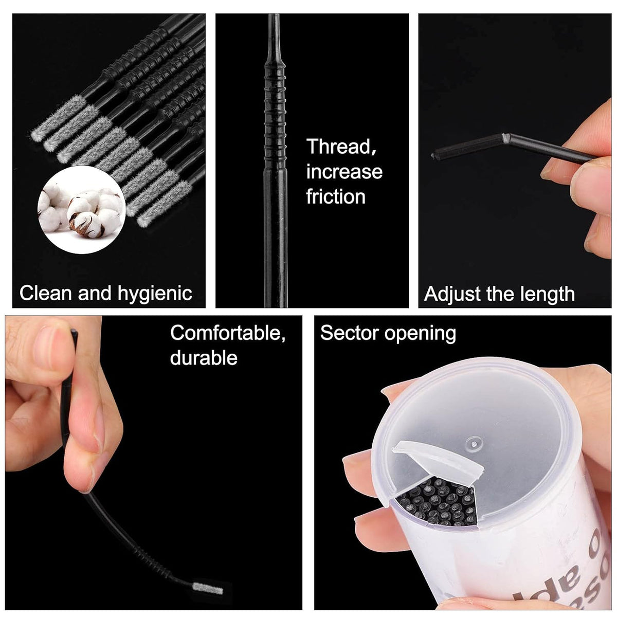 200PCS Micro Applicators Brushes Mini Cotton Swabs Remove Grafted Eyelash Glue Dedicated Brush