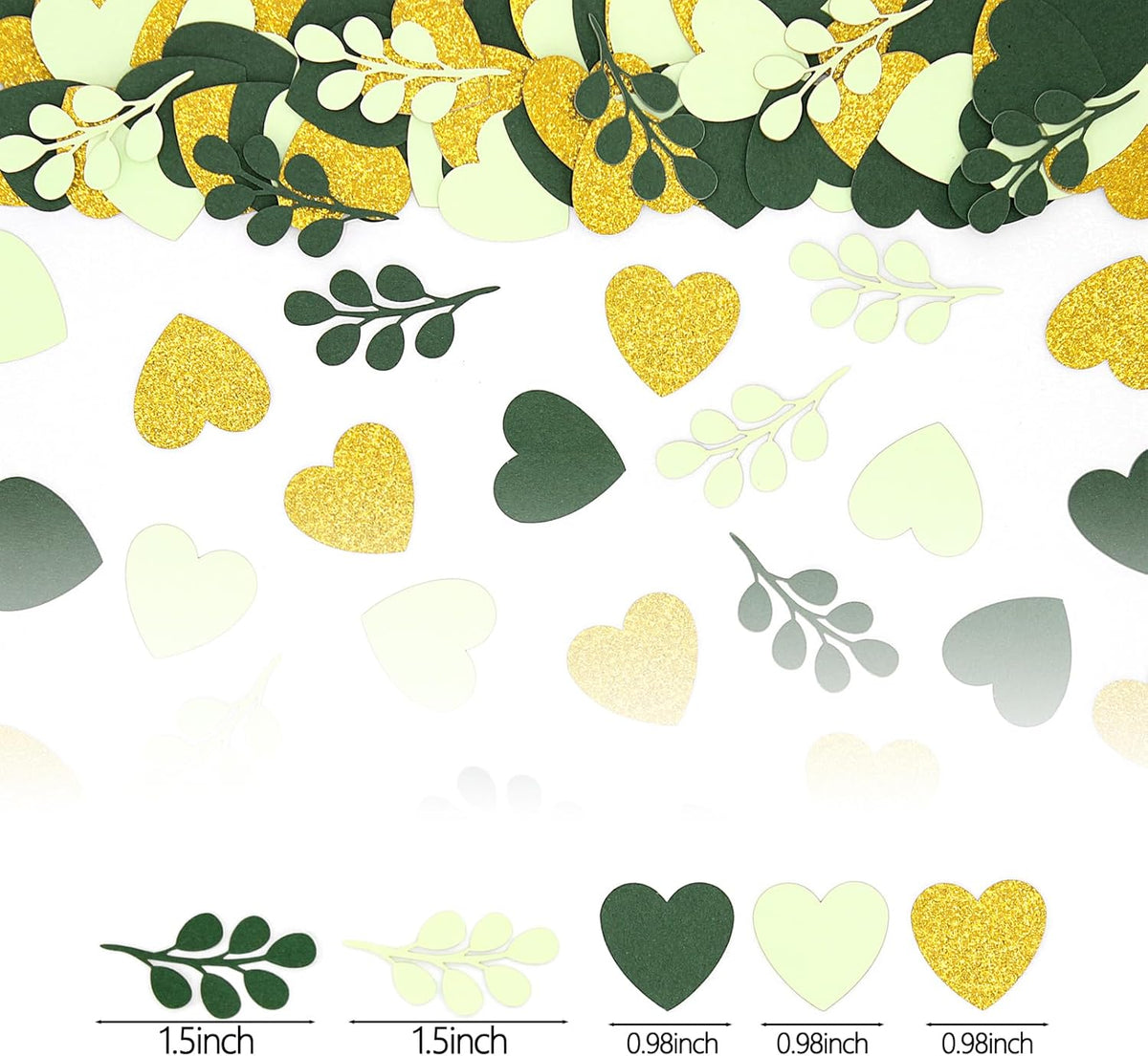 200PC Sage Green Heart Confetti for Wedding Baby Shower Engagement Birthday Bachelorette Party