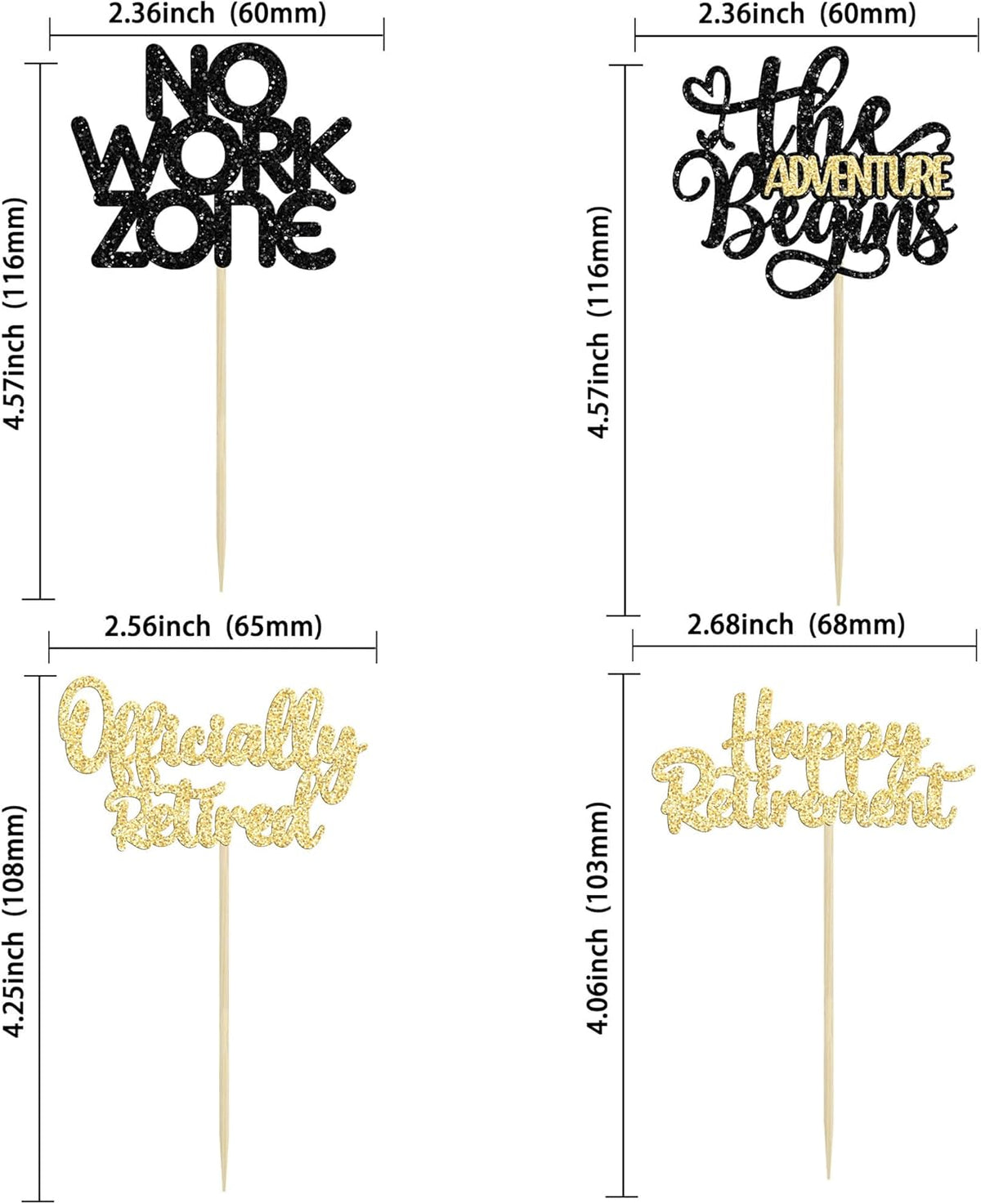 24Pcs Happy Retirement Cupcake Toppers Officially Retired Cake Toppers No Work Zone Adventure