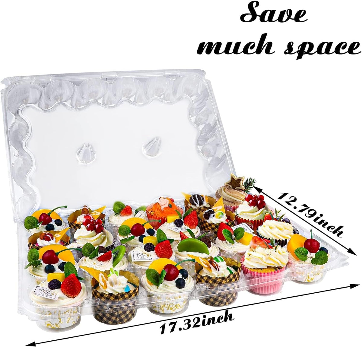TWOWYHI 24 Counts x 10 Sets Cupcake Containers Cupcake Boxes Plastic Cupcakes Carrier Holders for