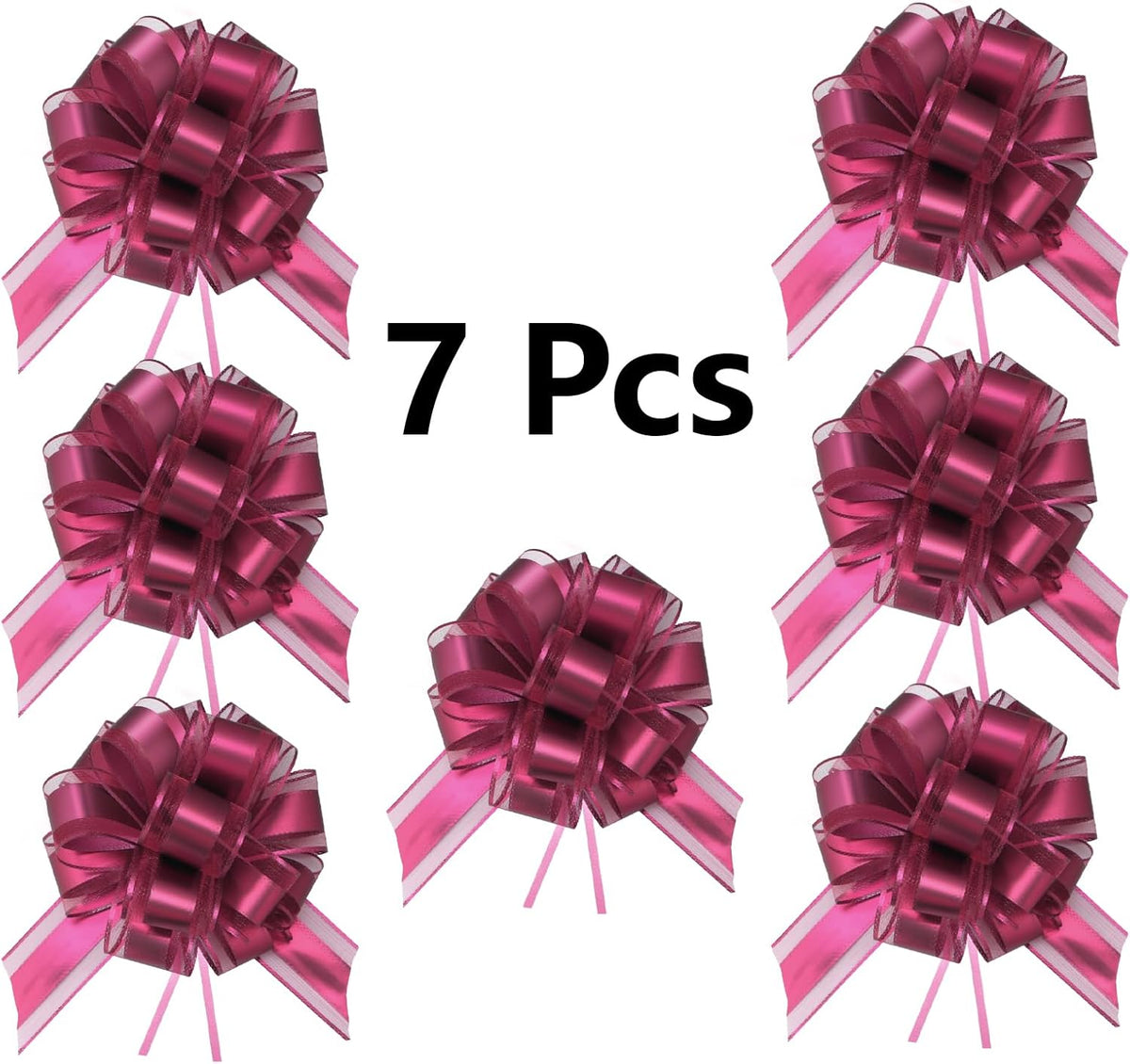 7 Pieces Large Pull Bows, 6 inche, Big Bow for Gift Wrapping, Christmas Party Birthday Gift