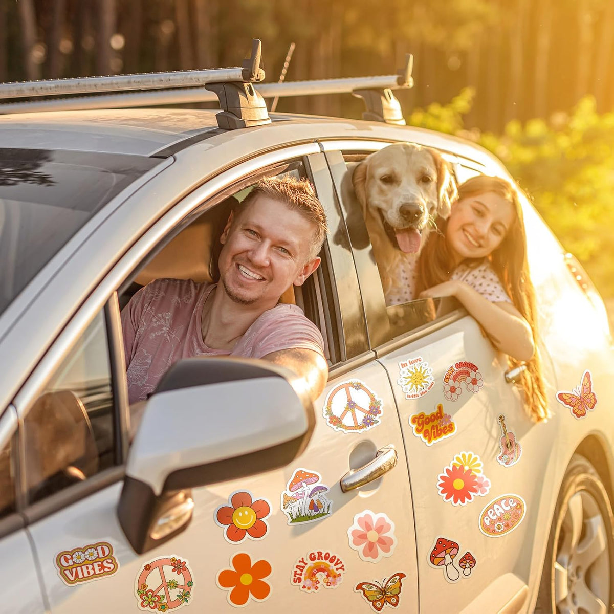 25 Pieces Hippie Car Flower Magnet Groovy Boho Flower Refrigerator Magnets Retro Magnetic Hippie