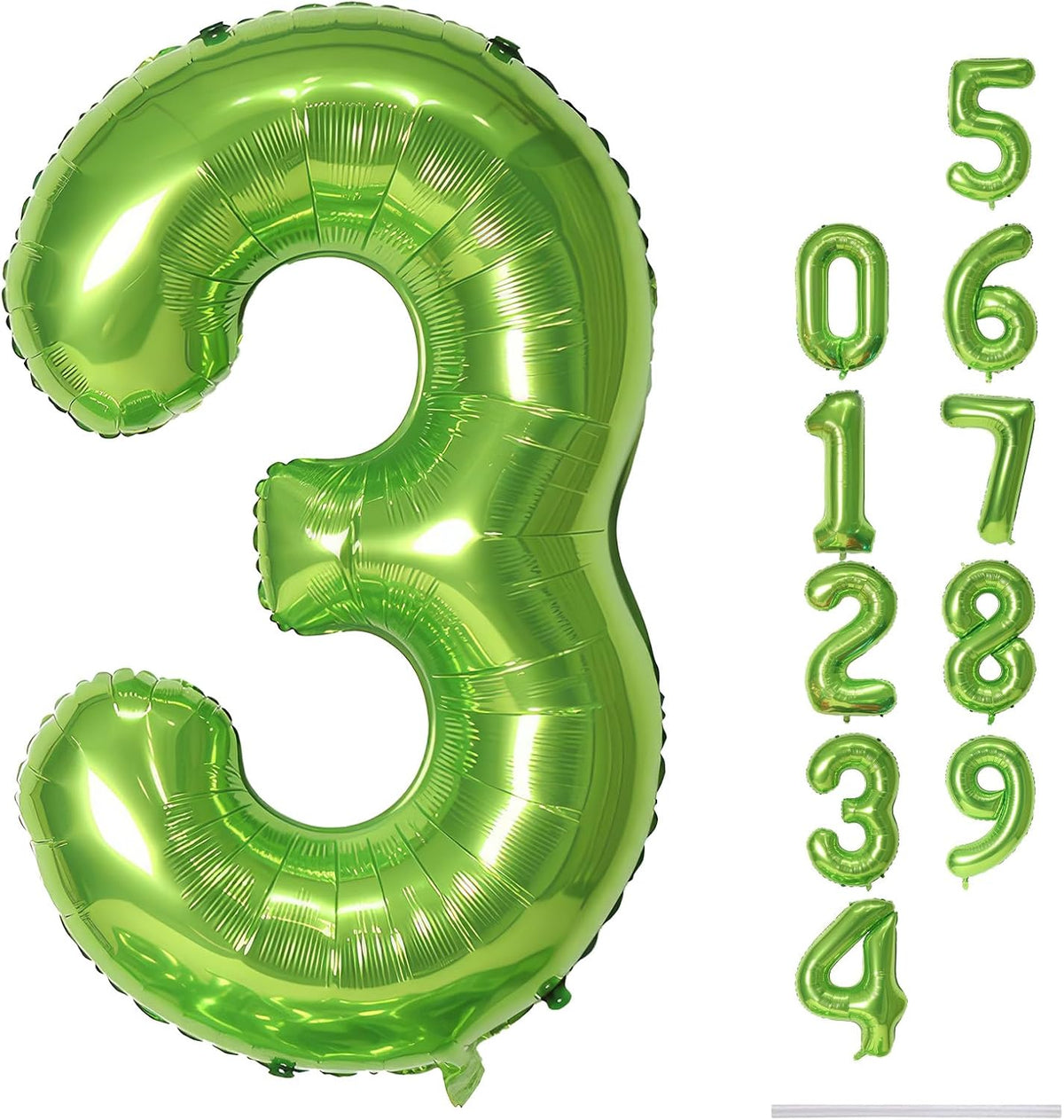 40 Inch Green Large Numbers Balloons 3, Self Inflating Digit 3 Helium Balloons for 3rd Boys Girls