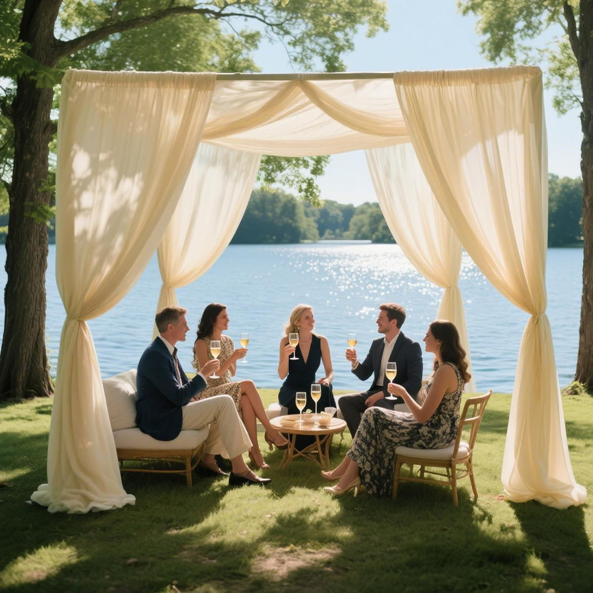 VOK Wedding Arch Draping Fabric Chiffon Fabric, 29in x 18Ft Sheer Chiffon Outdoor Curtain for