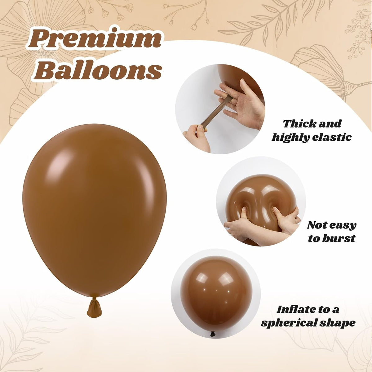 60pcs Brown and Gold Balloons for Neutral Bridal Shower, Birthday, Baby Shower Party Decorations