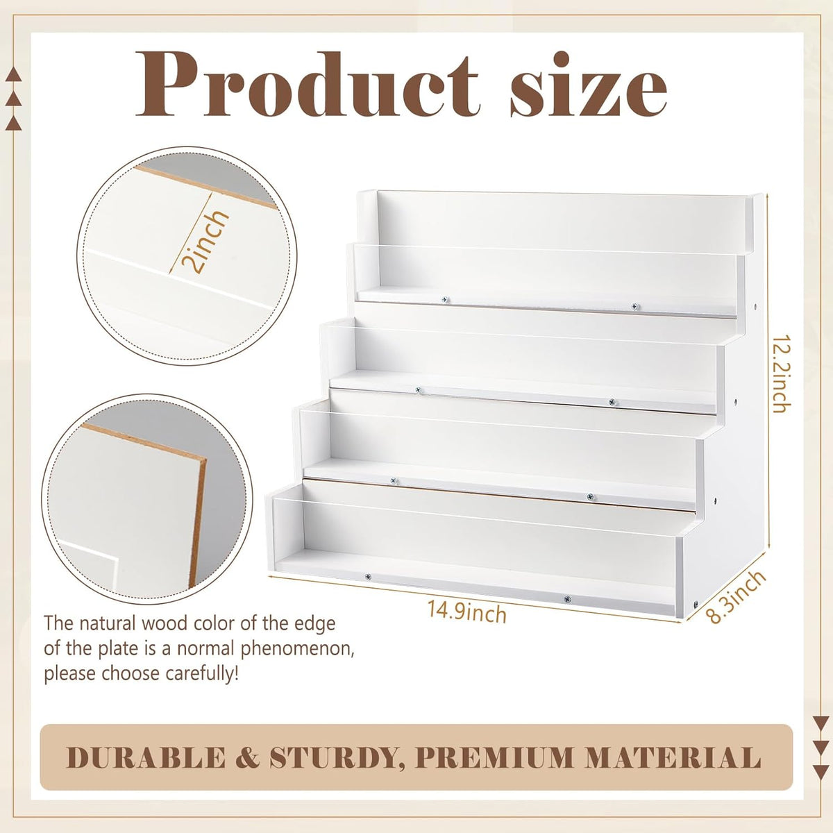 4 Tier Greeting Card Display Stand White Bamboo and Acrylic Sticker Display Stand Trading Card