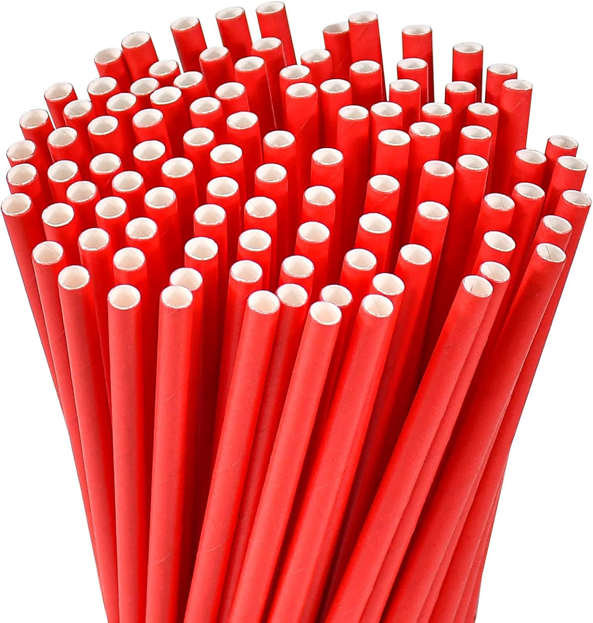 Disposable 7.75 inch Solid Red Paper Straws 100 Counts for Drinking, Decoration, Cake Pops, DIY