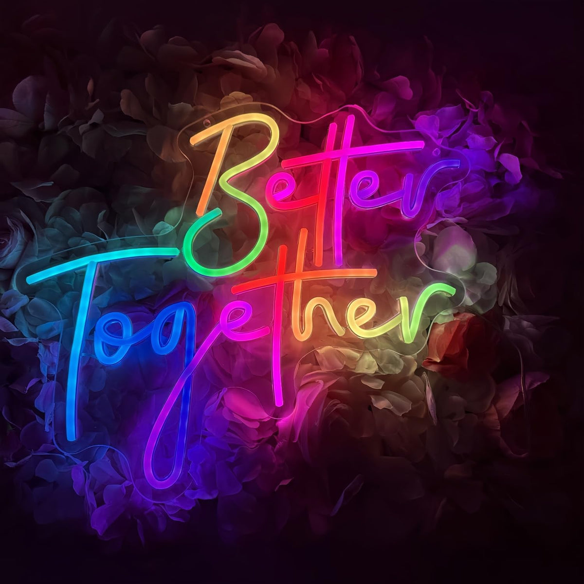 Ulalaza Smart RGB & Color Flow Effect Better Together LED Neon Sign with Remote & App Control Music