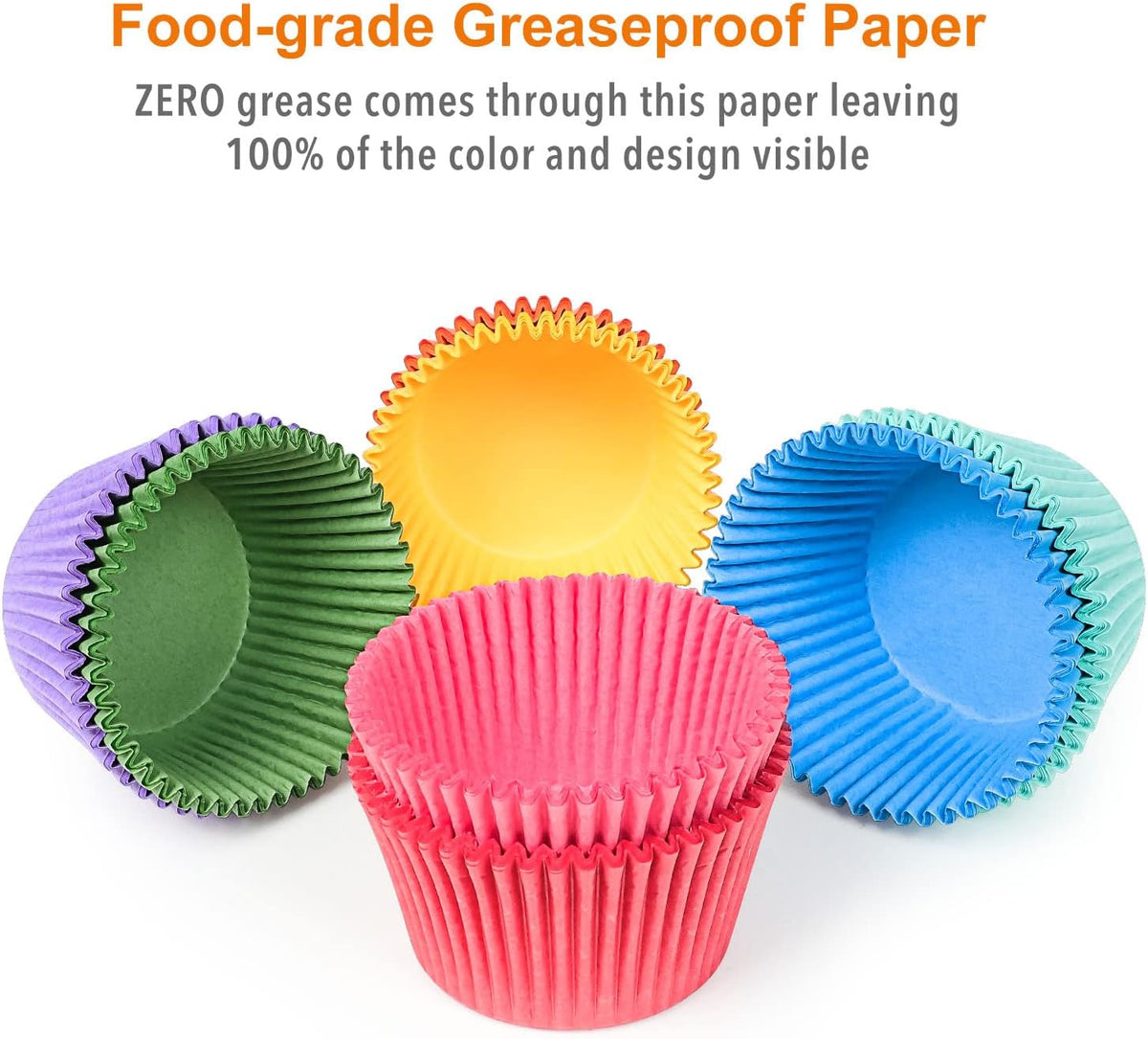 Gifbera Bright Rainbow Jumbo Cupcake Liners 400-Count, Large Solid Colorful Paper Baking Cups for