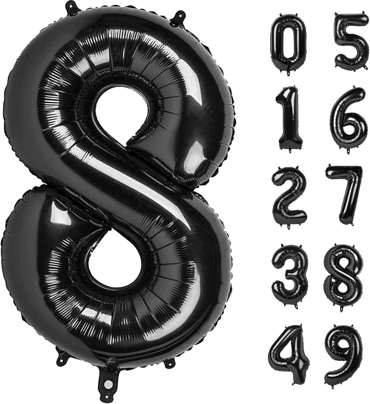 40 Inch Black Number Balloon 0-9(Zero-Nine), Big Size Happy Birthday Balloon, Foil Helium Big