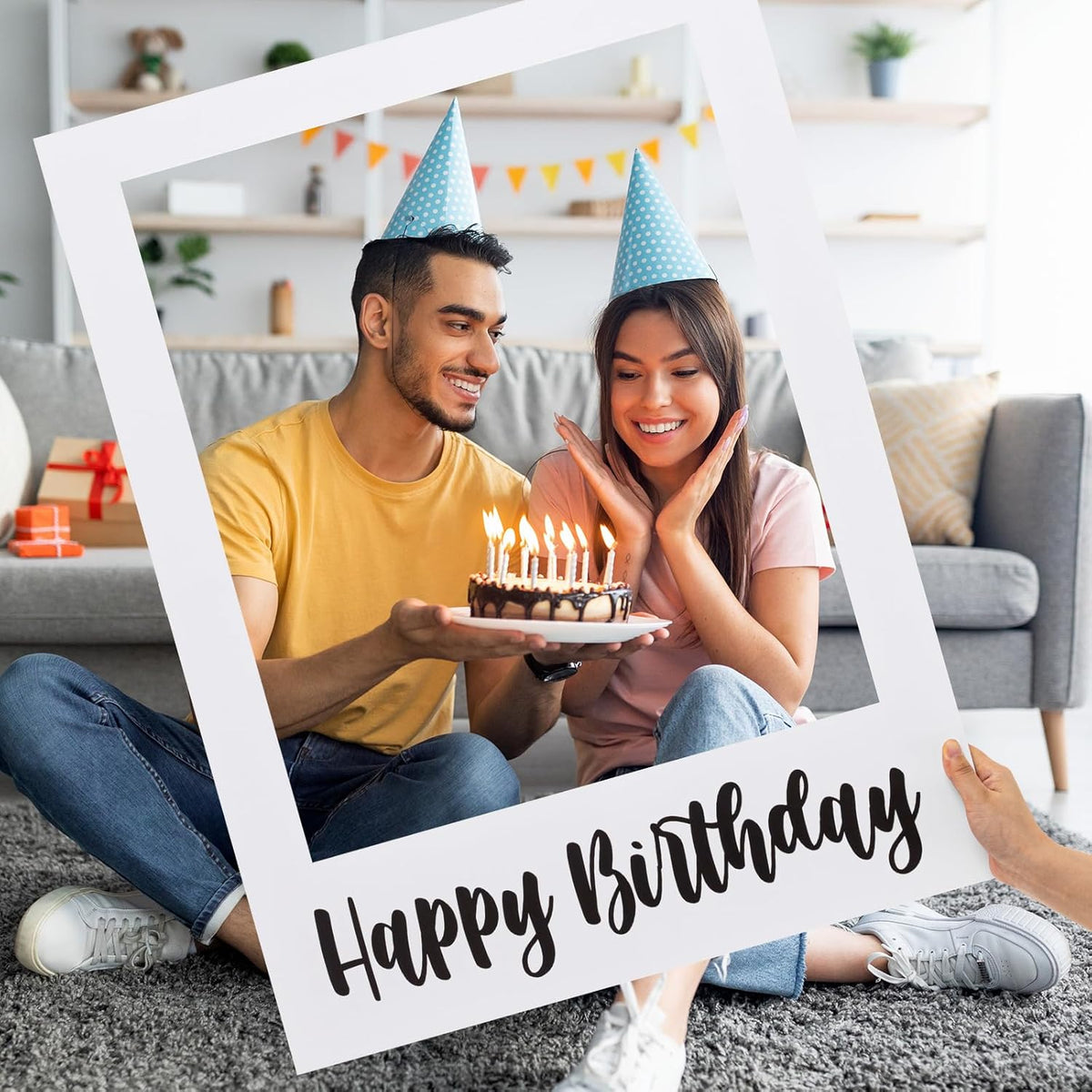 32 x 24 Inch Large Photo Booth Props Picture Frame Happy Birthday Party Frame DIY Cutouts Photo
