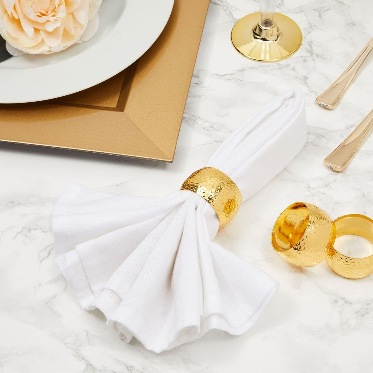 Farmlyn Creek Gold Napkin Ring Set of 12 for Weddings & Events - 1.8 x 1.8 in Zinc Metal Round