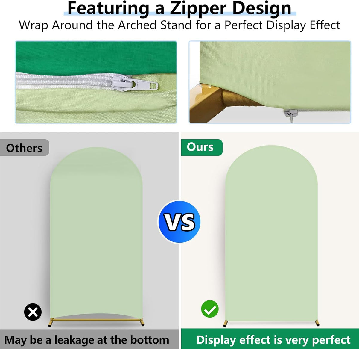 HEMMOTOP 7.2 ft Arch Backdrop Cover(One Piece Double Color), Green and Sage Green Spandex Arch
