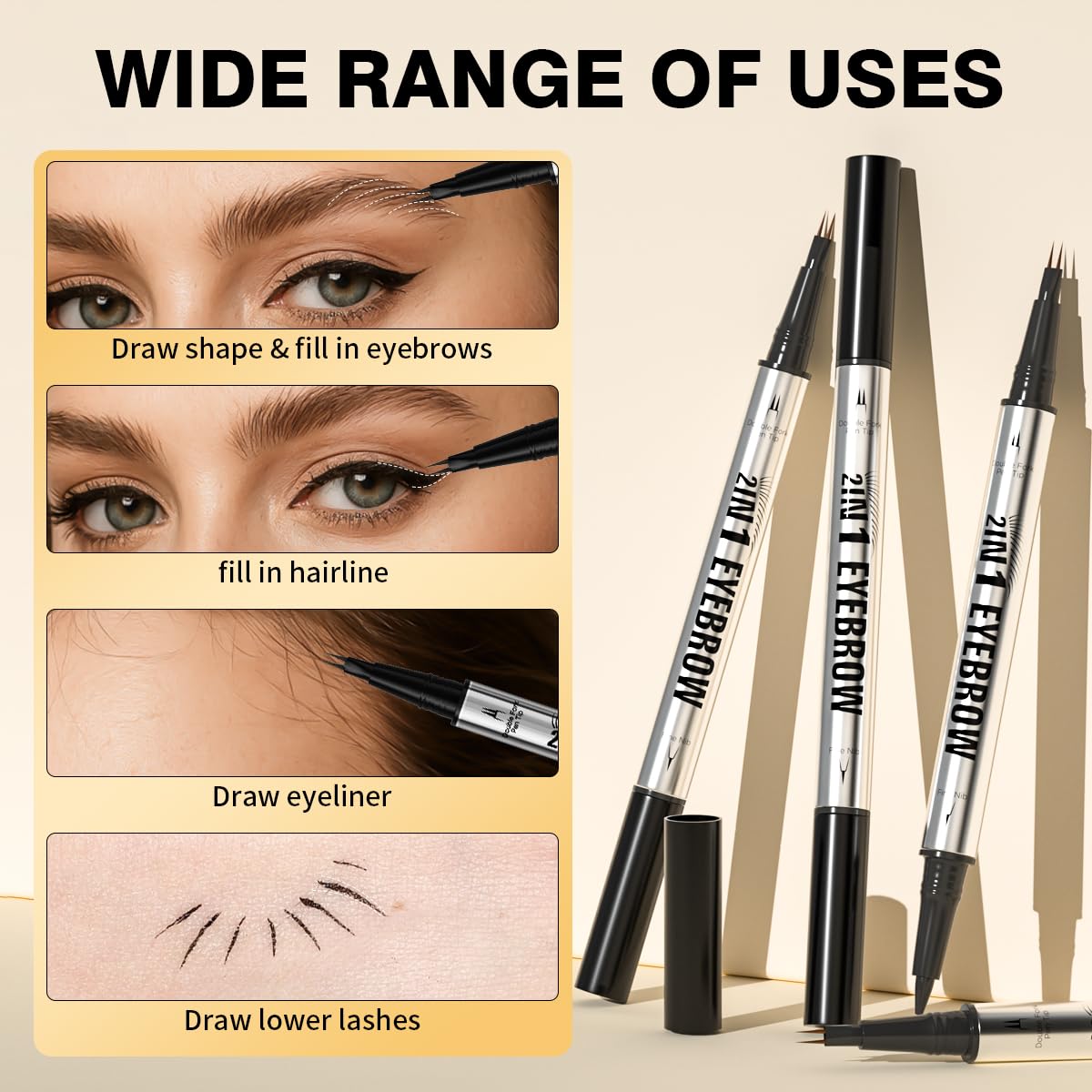 Eyebrow Pencils for Women - Microblading Eyebrow Pencil 2-In-1 Dual-Ended Eyebrow Pen with Precise