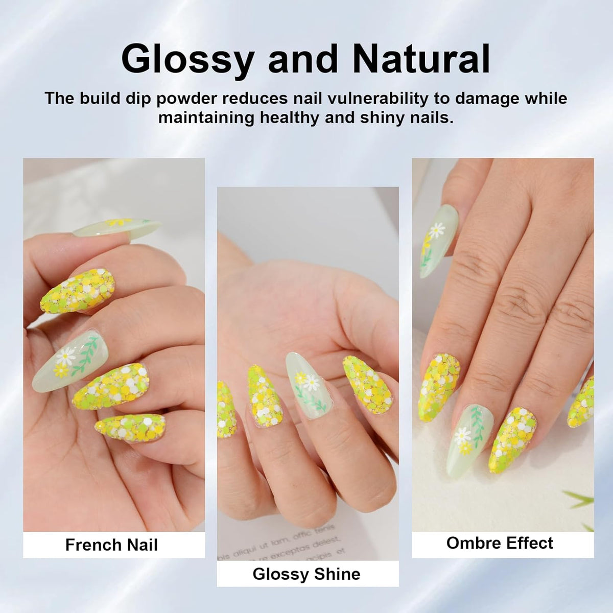 Glitter Dip Powder, Sprinkle On Glitter Collection Dipping Powder - Yellow Green -No Lamp required