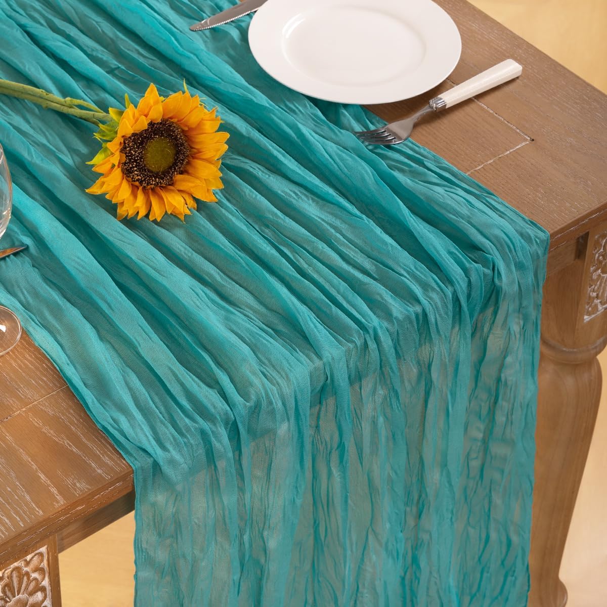 Teal Green Cheesecloth Table Runner 6 Pack Fall Table Runners Boho Gauze 120 Inches Turquoise